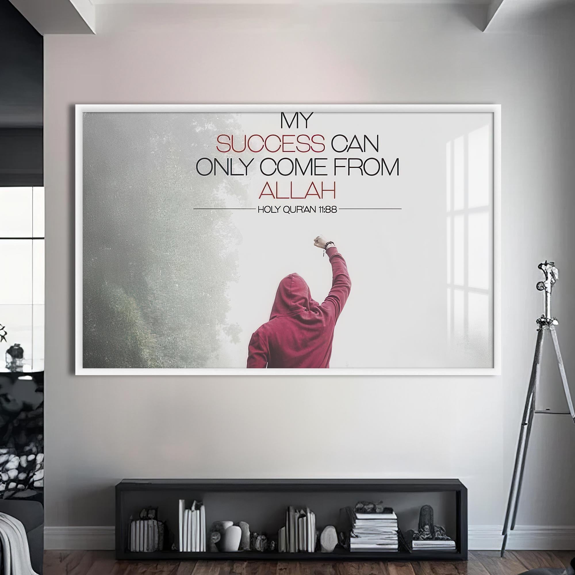 Artronauts Glass Print S | 72x46 cm | 28.3"x18.1" / White Divine Success- Islamic Tempered Glass Wall Art