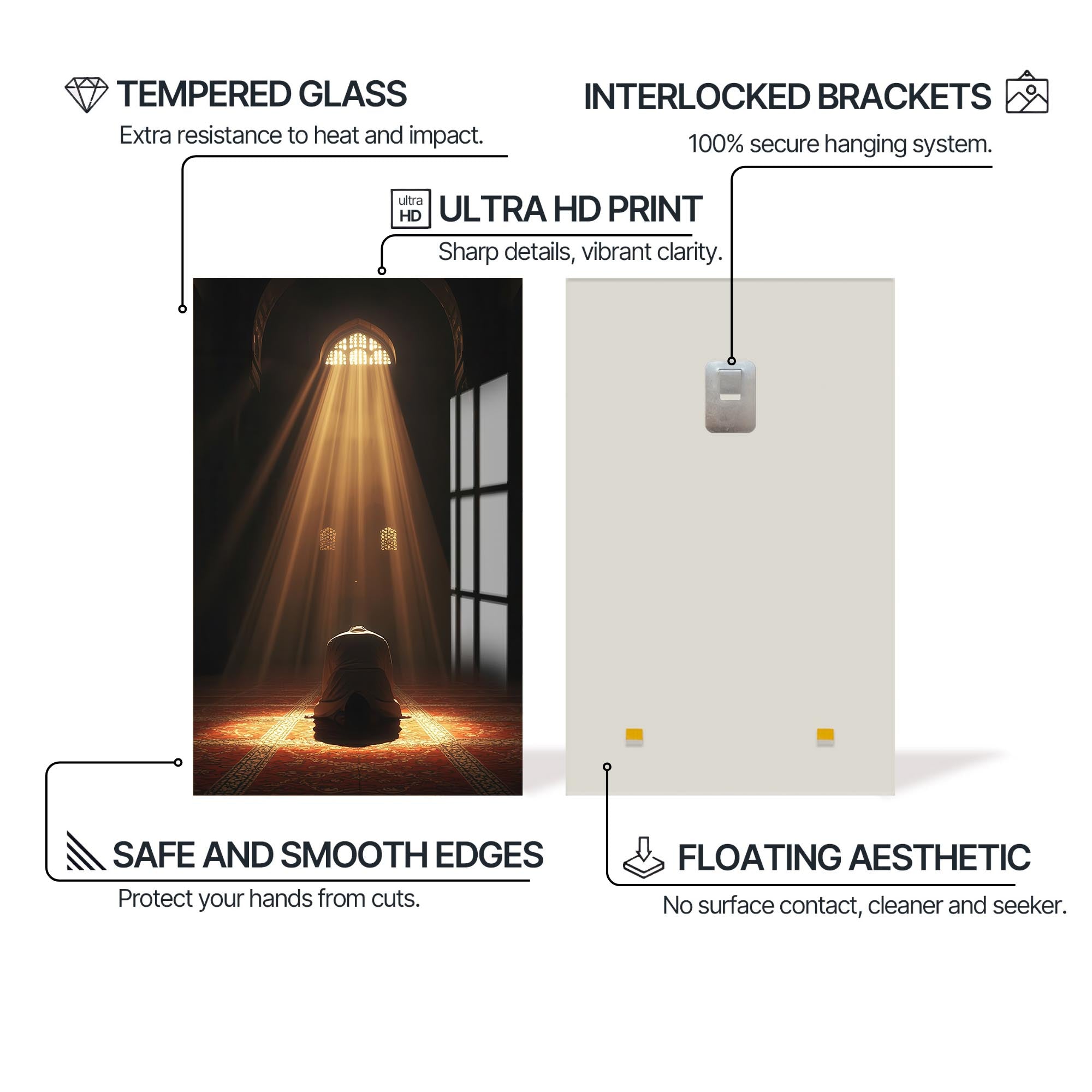 Artronauts Glass Print Light of Salah- Islamic Tempered Glass Wall Art