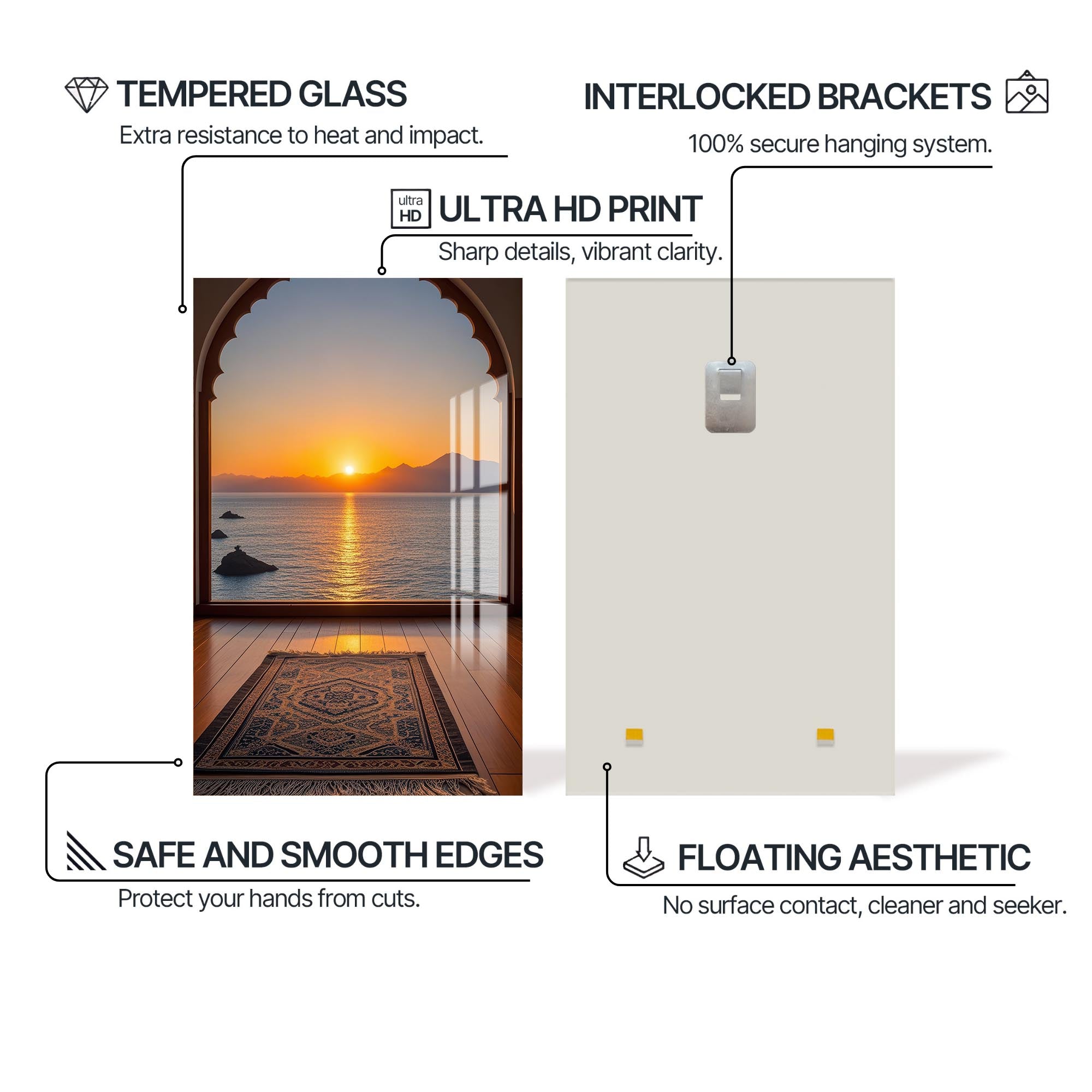 Artronauts Glass Print Islamic Sunset Prayer- Islamic Tempered Glass Wall Art