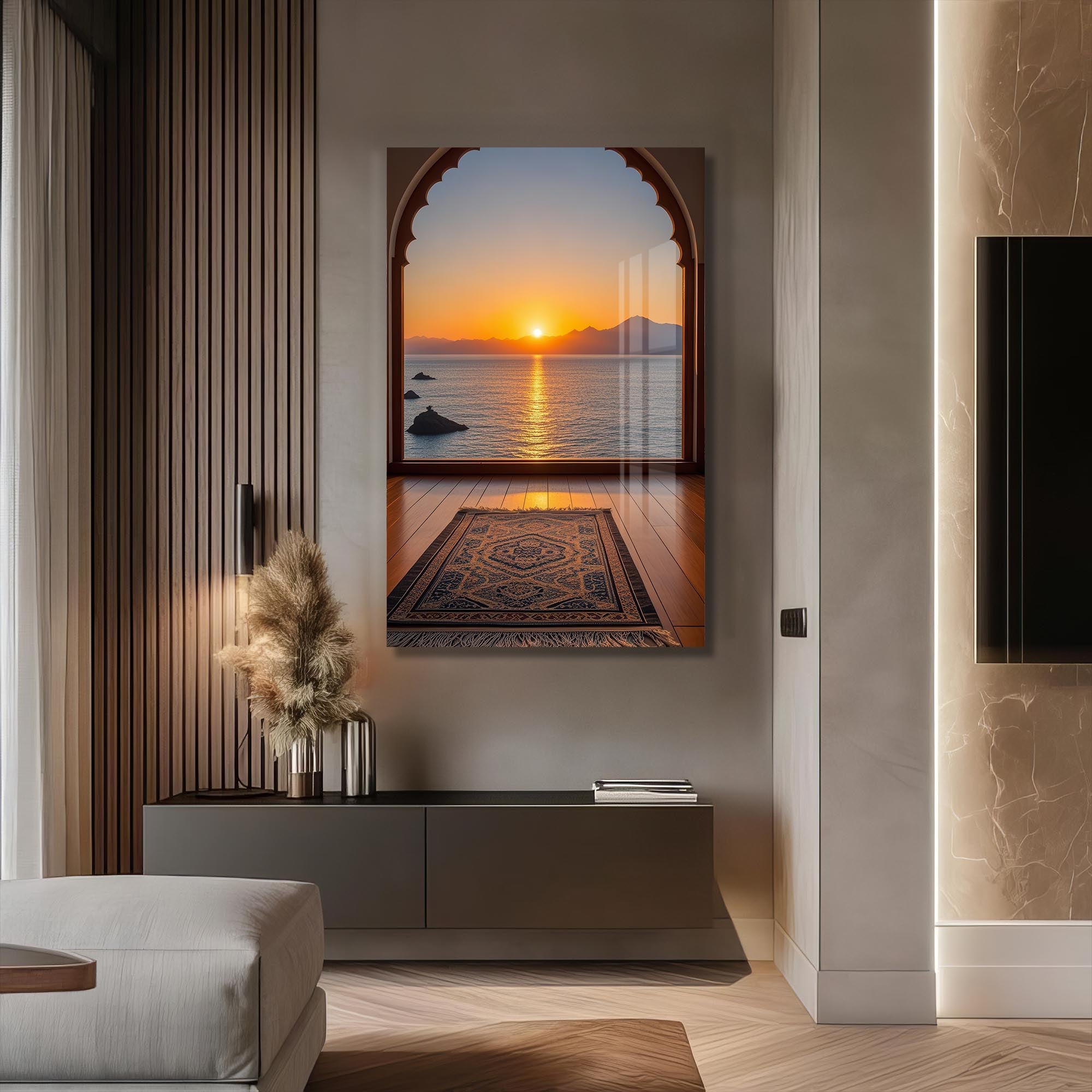 Islamic Sunset Prayer- Islamic Tempered Glass Wall Art