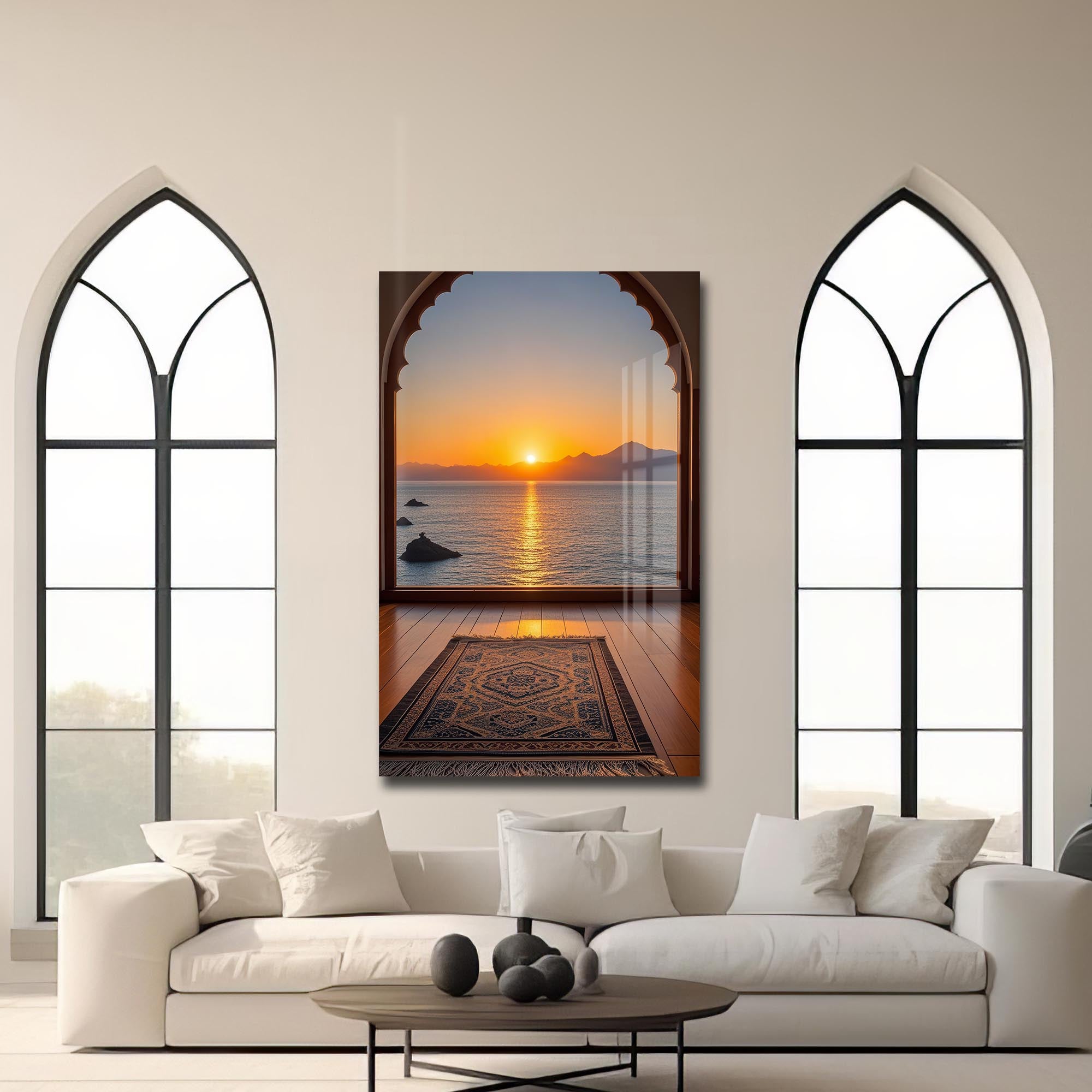Artronauts Glass Print Islamic Sunset Prayer- Islamic Tempered Glass Wall Art
