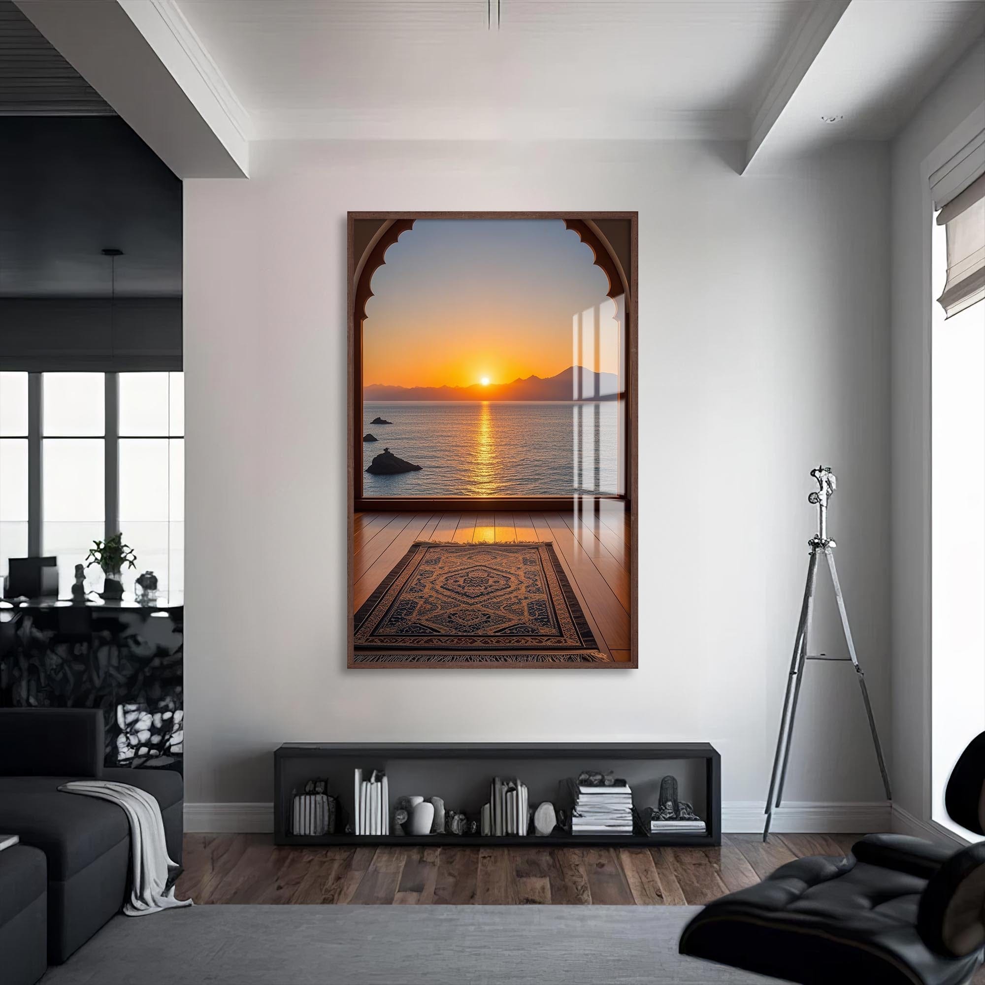 Artronauts Glass Print Islamic Sunset Prayer- Islamic Tempered Glass Wall Art
