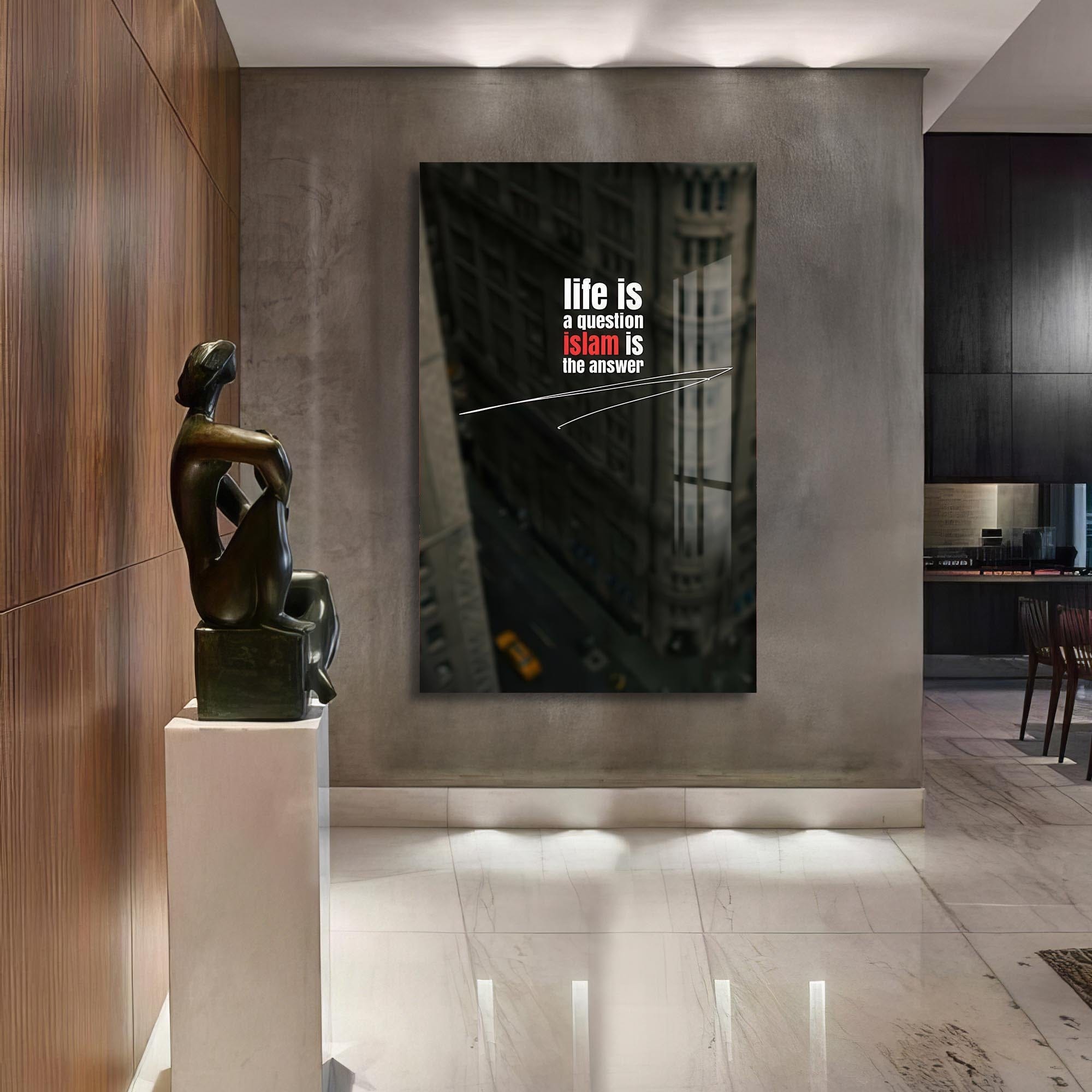 Artronauts Glass Print Islam Is Answer- Islamic Tempered Glass Wall Art