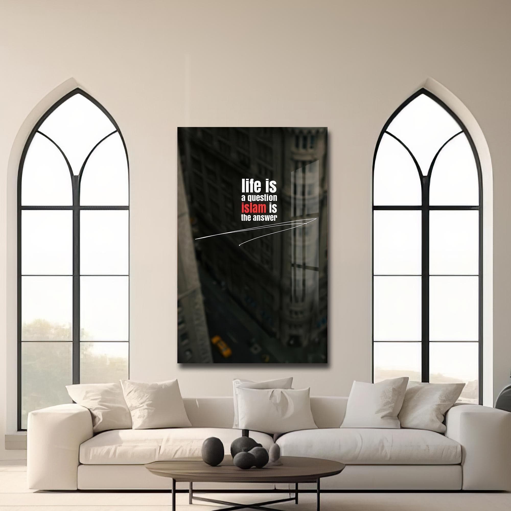 Artronauts Glass Print Islam Is Answer- Islamic Tempered Glass Wall Art