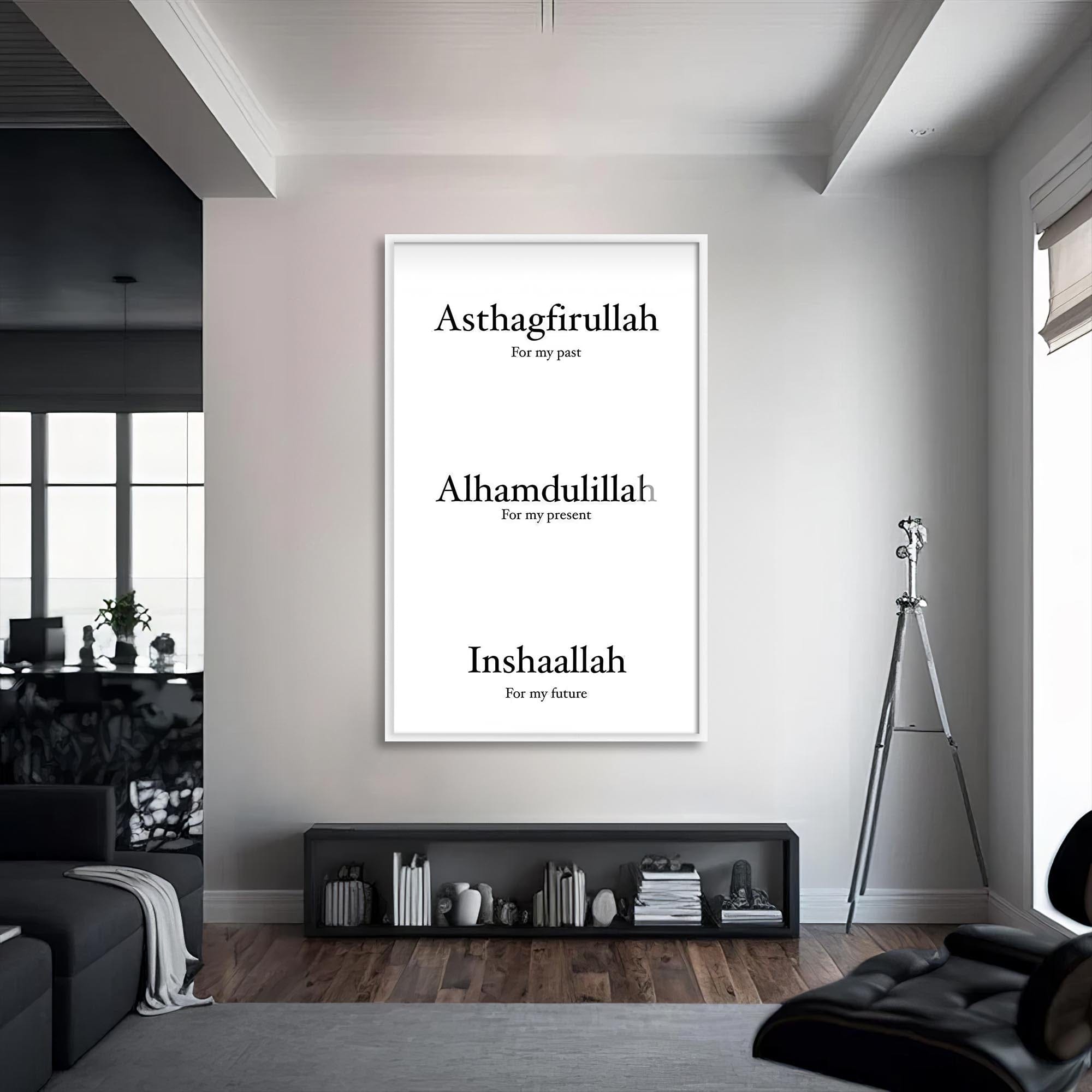 Artronauts Glass Print S | 72x46 cm | 28.3"x18.1" / White Astaghfirullah Alhamdulillah- Islamic Tempered Glass Wall Art