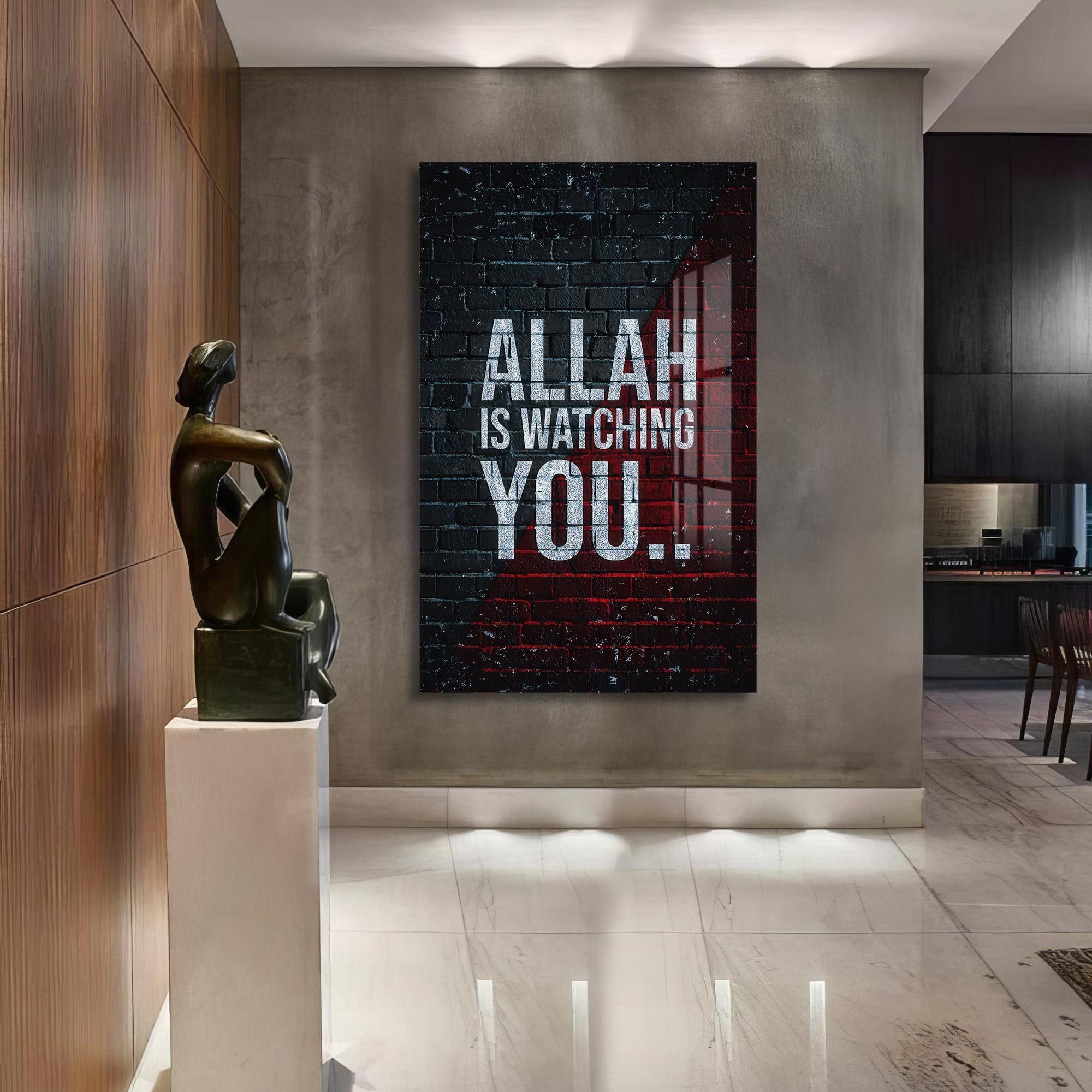 Artronauts Glass Print Allah Is Watching- Islamic Tempered Glass Wall Art