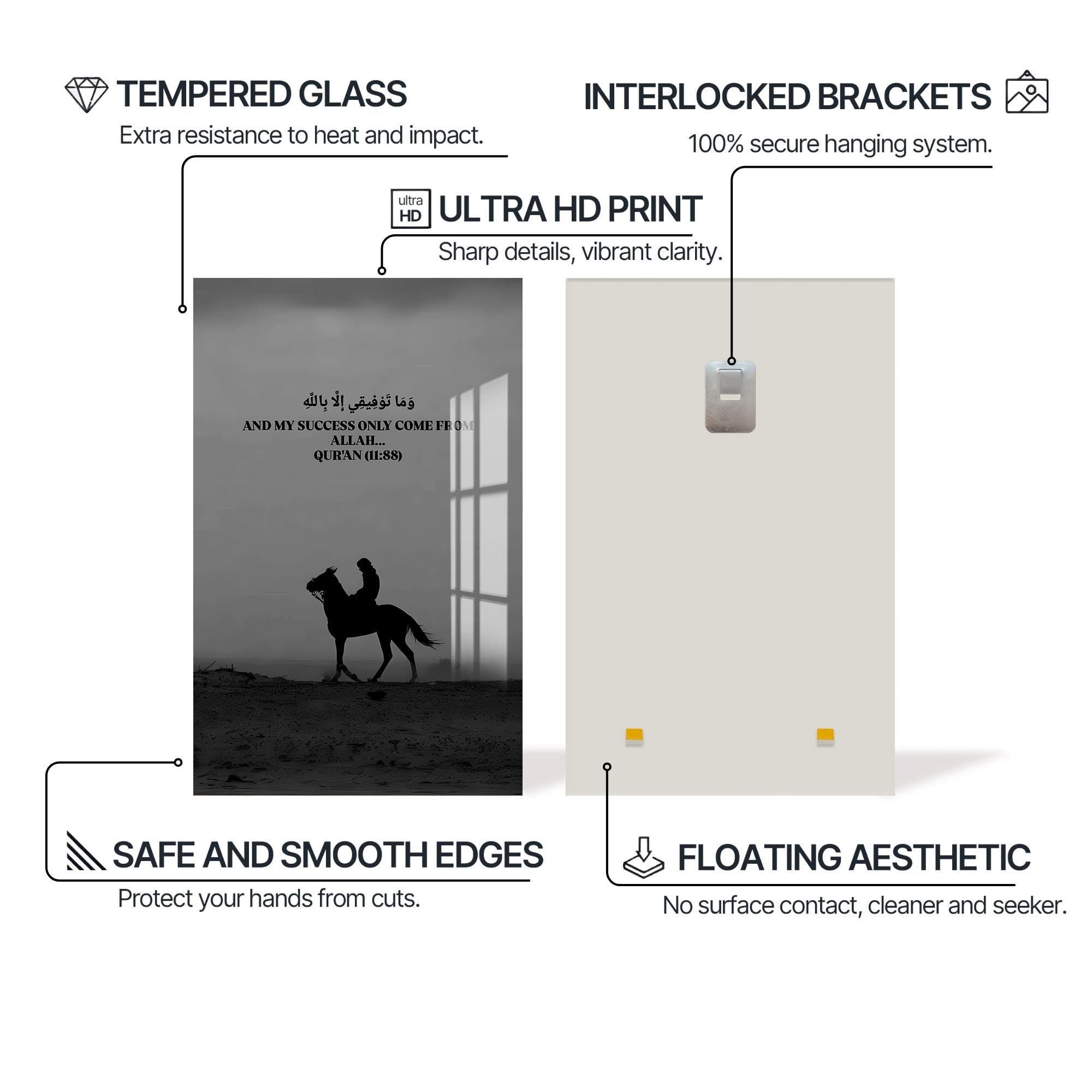 Artronauts Glass Print Success From Allah- Islamic Tempered Glass Wall Art