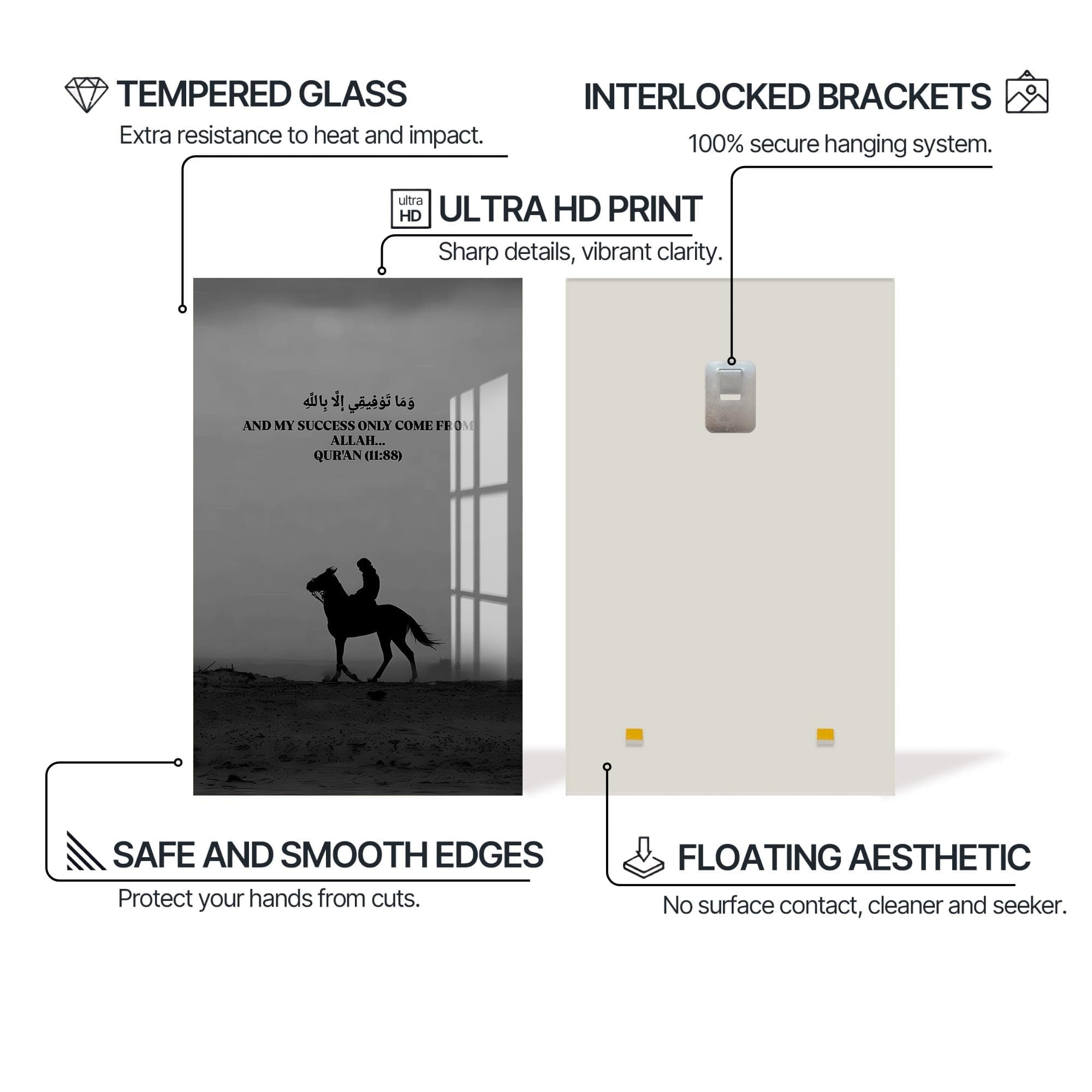Artronauts Glass Print Success From Allah- Islamic Tempered Glass Wall Art