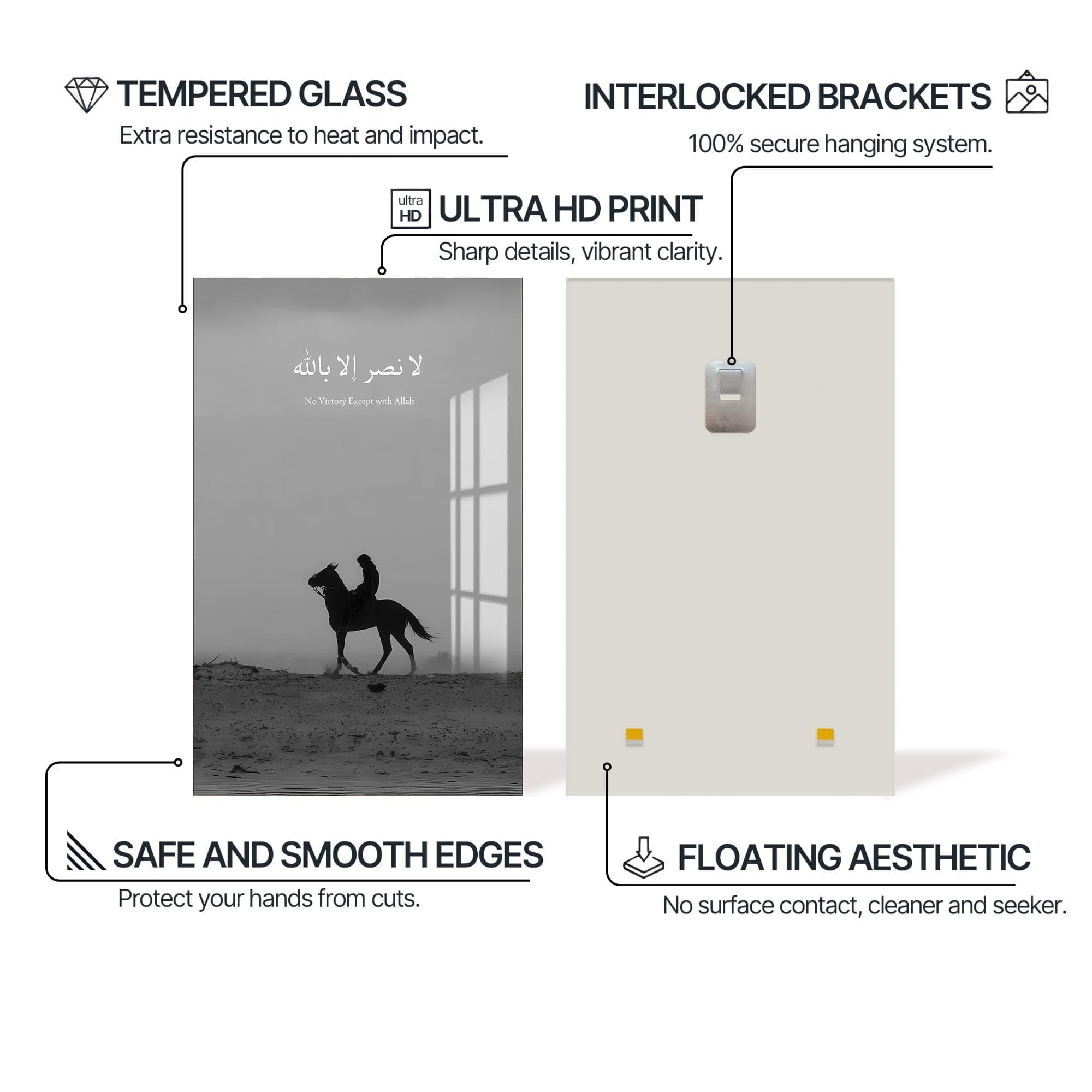 Artronauts Glass Print La Nasra Illa Billah- Islamic Tempered Glass Wall Art