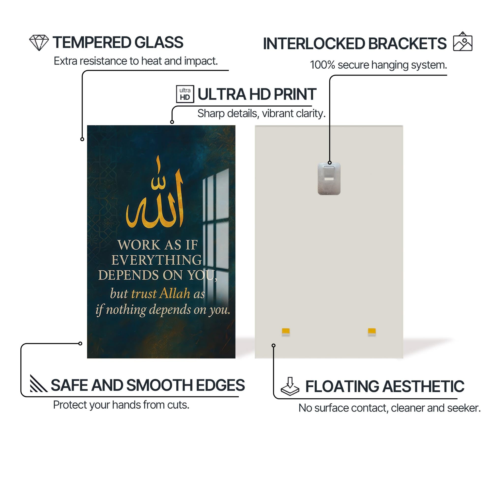 Artronauts Glass Print Trust in Allah- Islamic Tempered Glass Wall Art