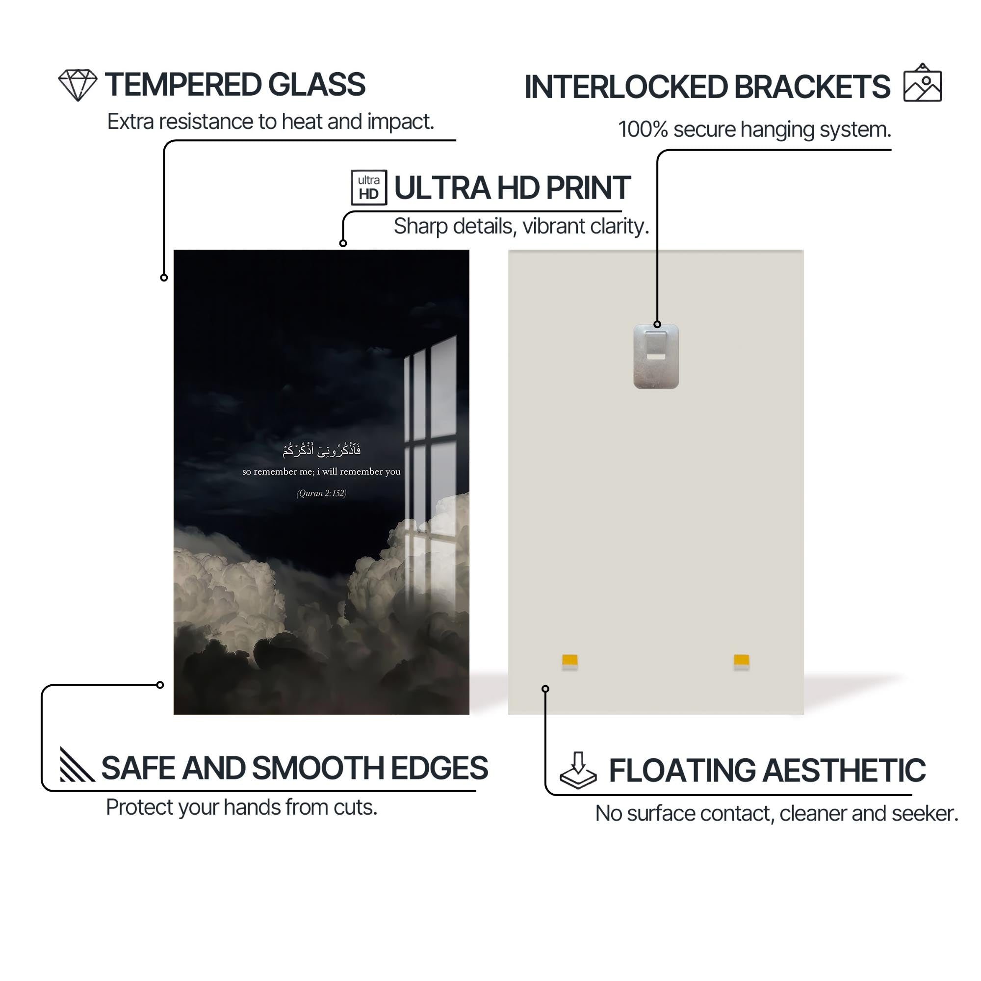 Artronauts Glass Print Quran Verse Reflection- Islamic Tempered Glass Wall Art