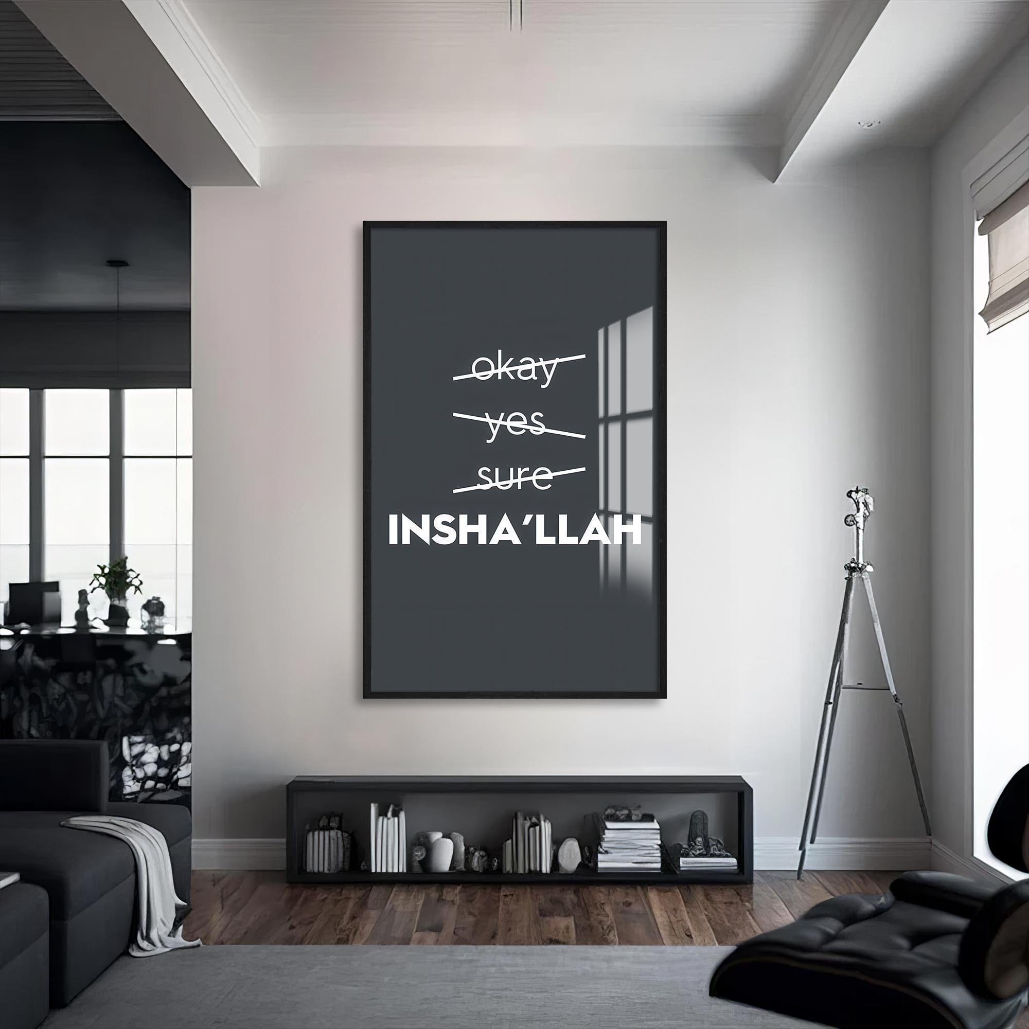 Artronauts Glass Print S | 72x46 cm | 28.3"x18.1" / Black Insha’Allah- Islamic Tempered Glass Wall Art