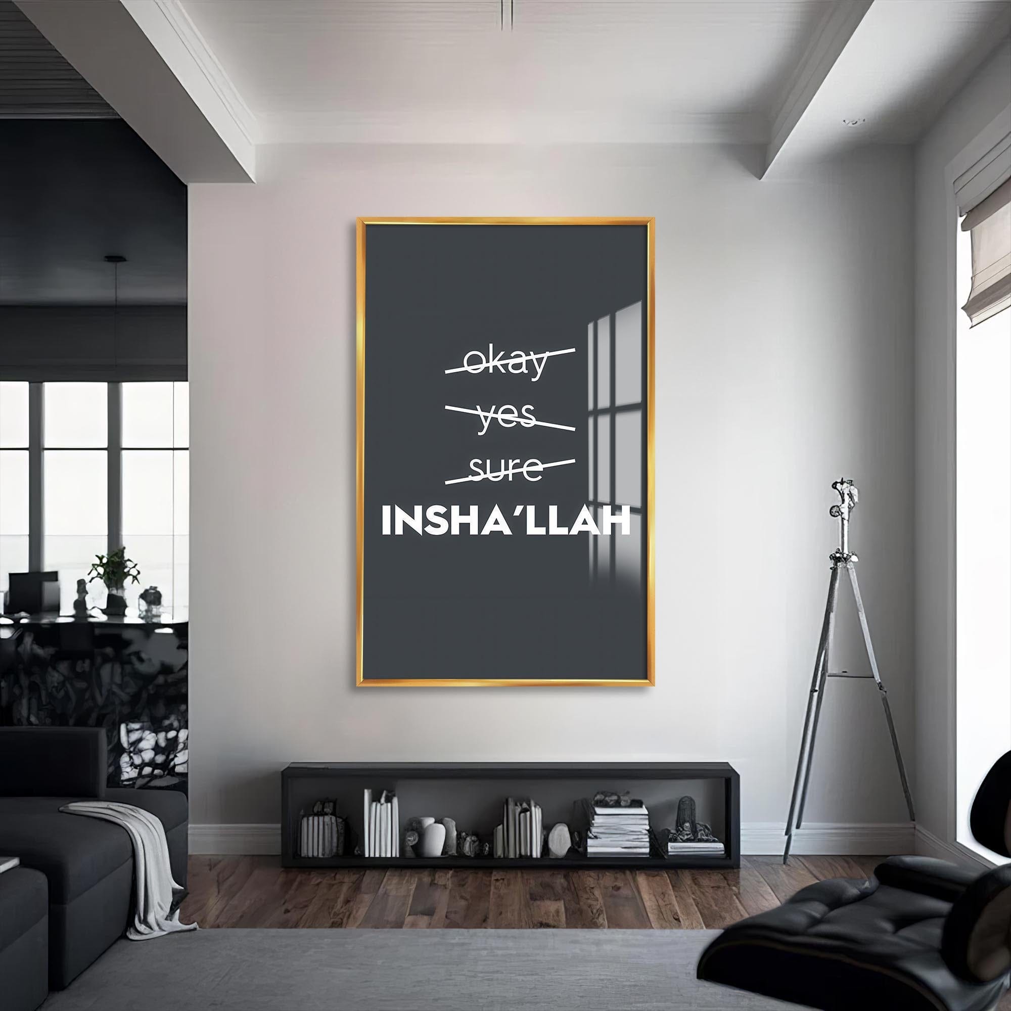 Artronauts Glass Print S | 72x46 cm | 28.3"x18.1" / Gold Insha’Allah- Islamic Tempered Glass Wall Art