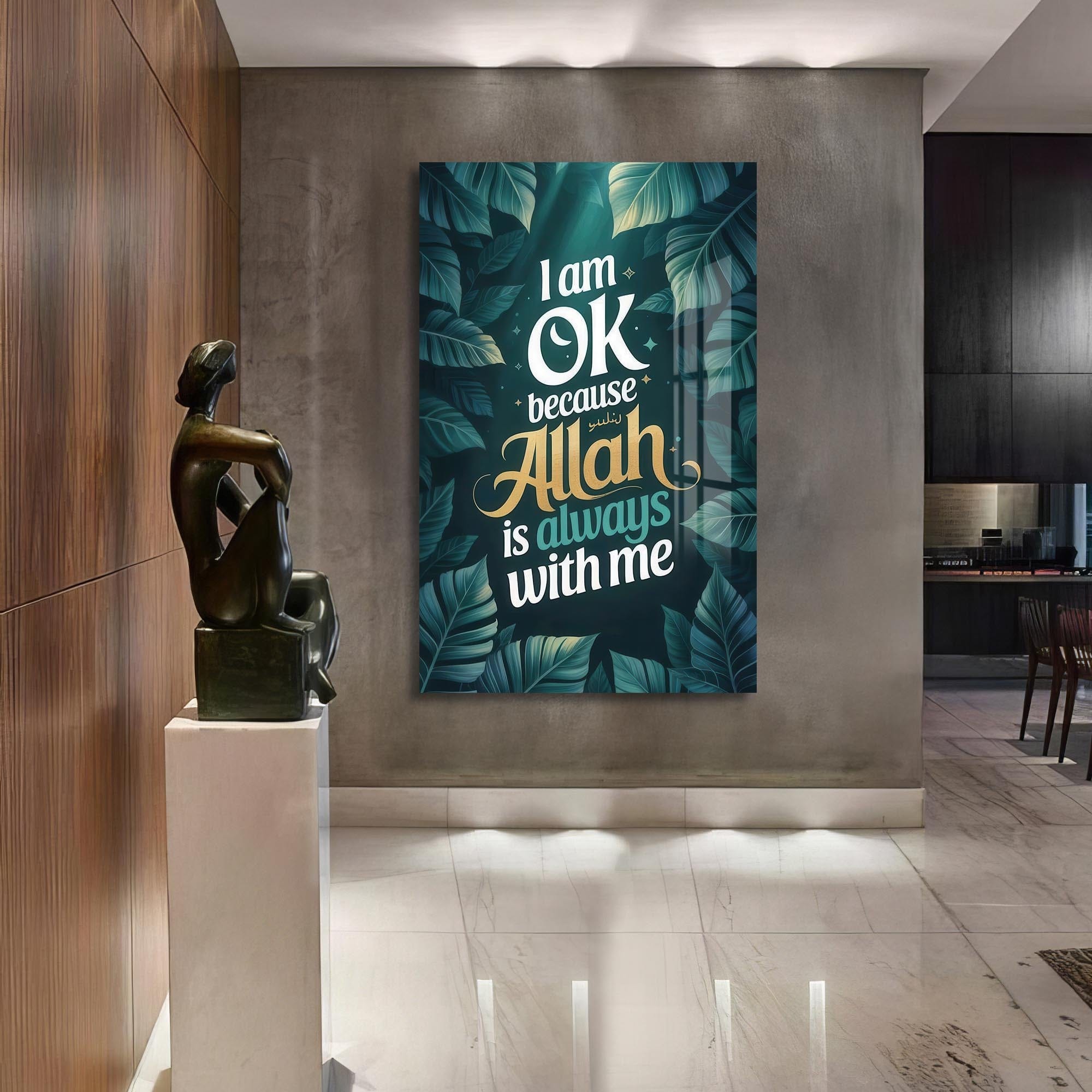 Artronauts Glass Print Allah Is Always With Me- Islamic Tempered Glass Wall Art