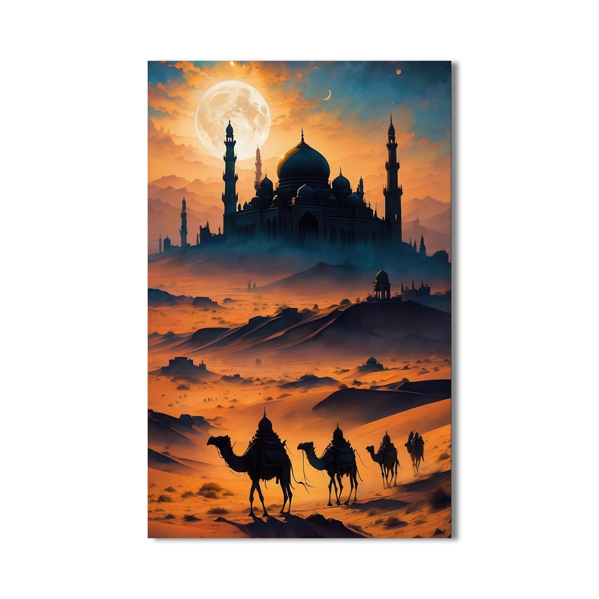 Artronauts Glass Print Desert Mosque Journey- Islamic Tempered Glass Wall Art
