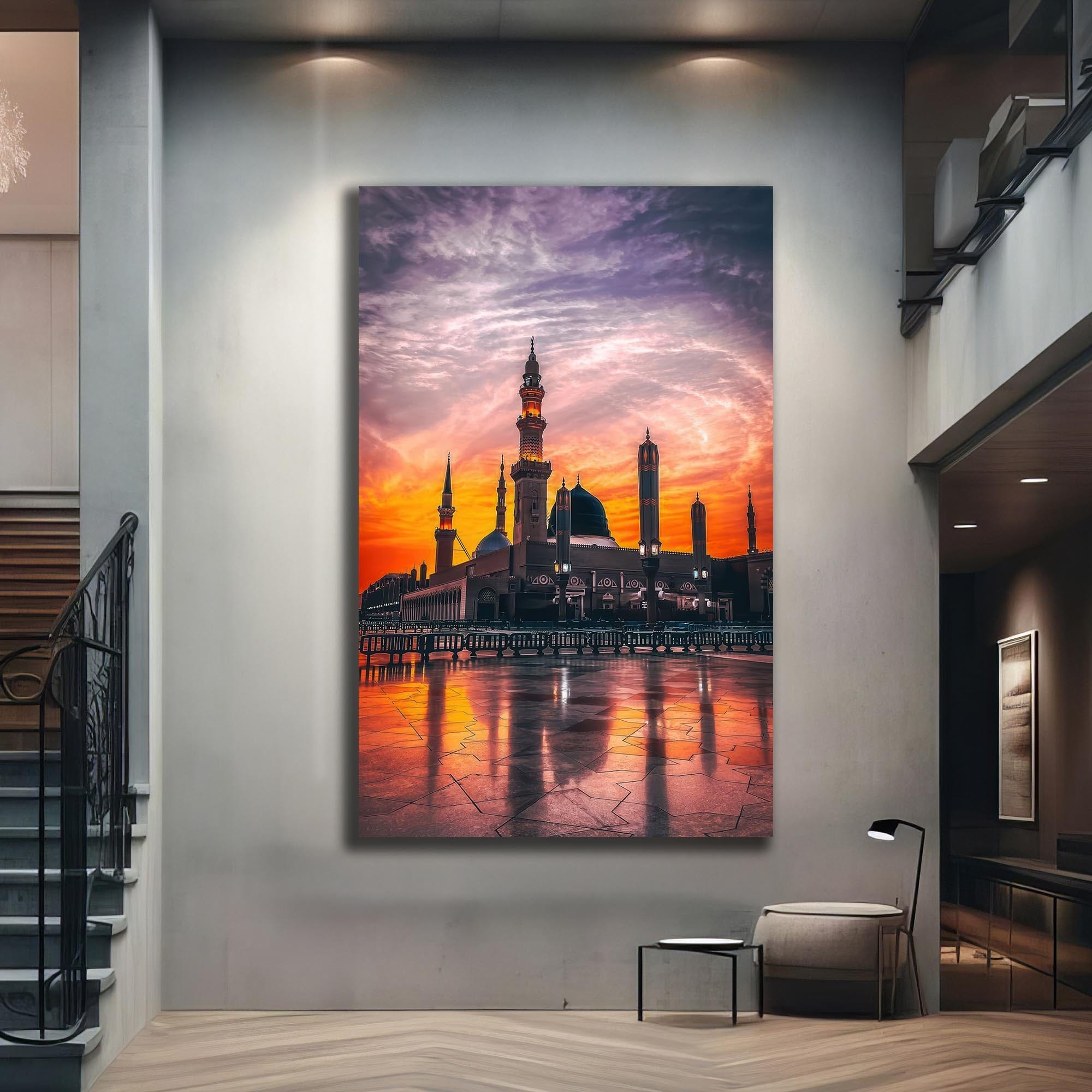 Artronauts Glass Print Masjid at Sunset- Islamic Tempered Glass Wall Art