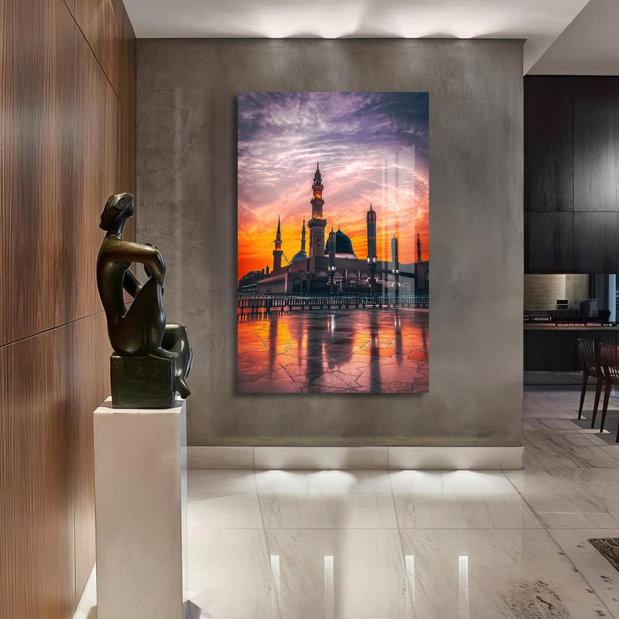 Artronauts Glass Print Masjid at Sunset- Islamic Tempered Glass Wall Art