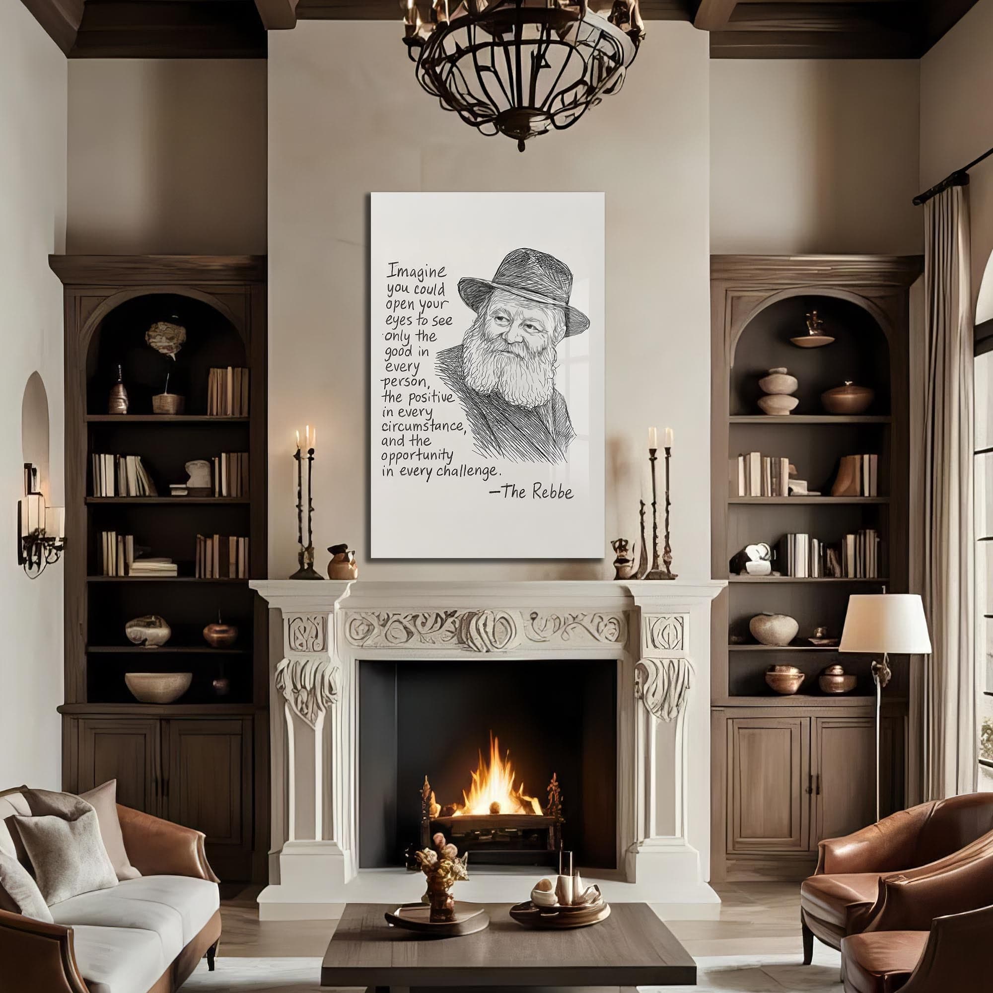 Artronauts Glass Print Rebbe Wisdom- Judaism Tempered Glass Wall Art