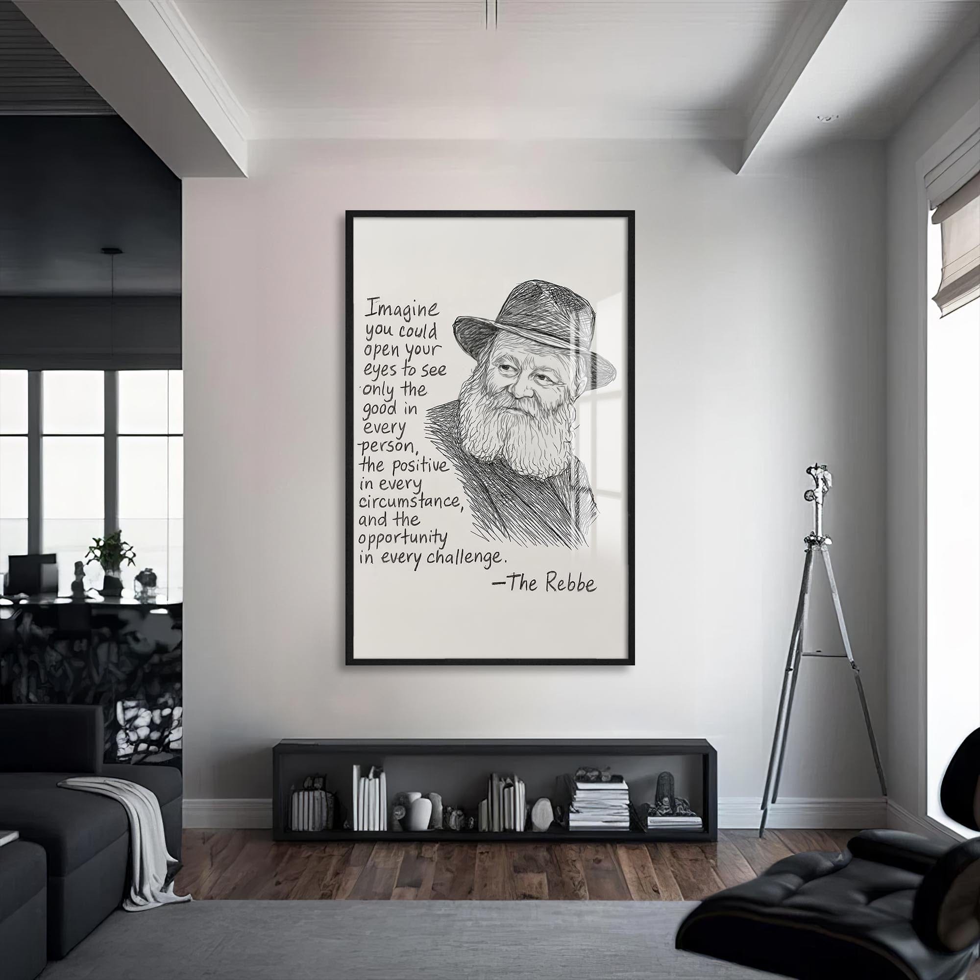 Artronauts Glass Print S | 72x46 cm | 28.3"x18.1" / Black Rebbe Wisdom- Judaism Tempered Glass Wall Art