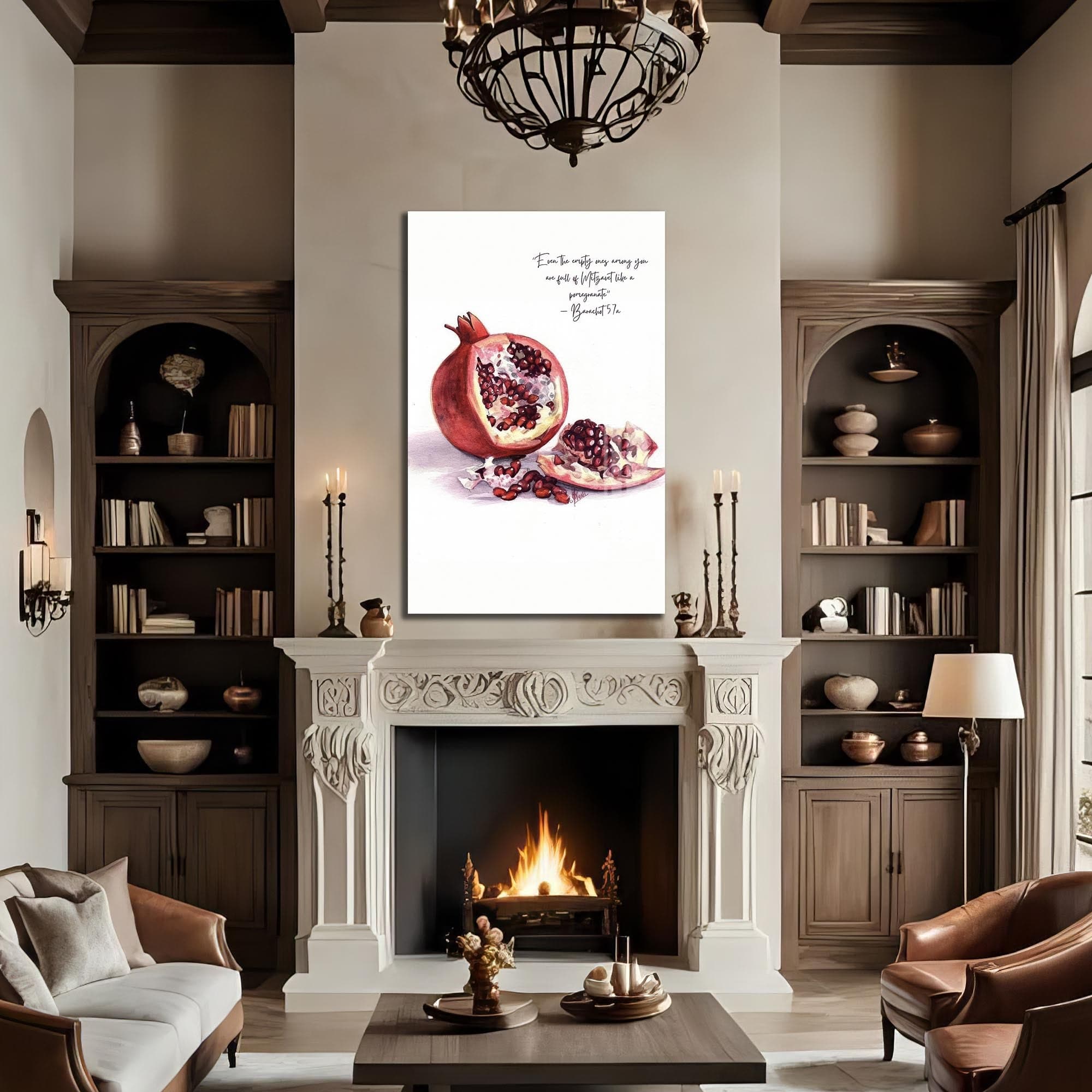 Artronauts Glass Print Pomegranate Faith- Judaism Tempered Glass Wall Art