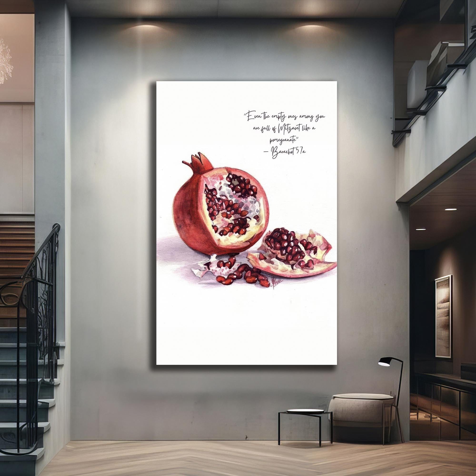 Artronauts Glass Print Pomegranate Faith- Judaism Tempered Glass Wall Art