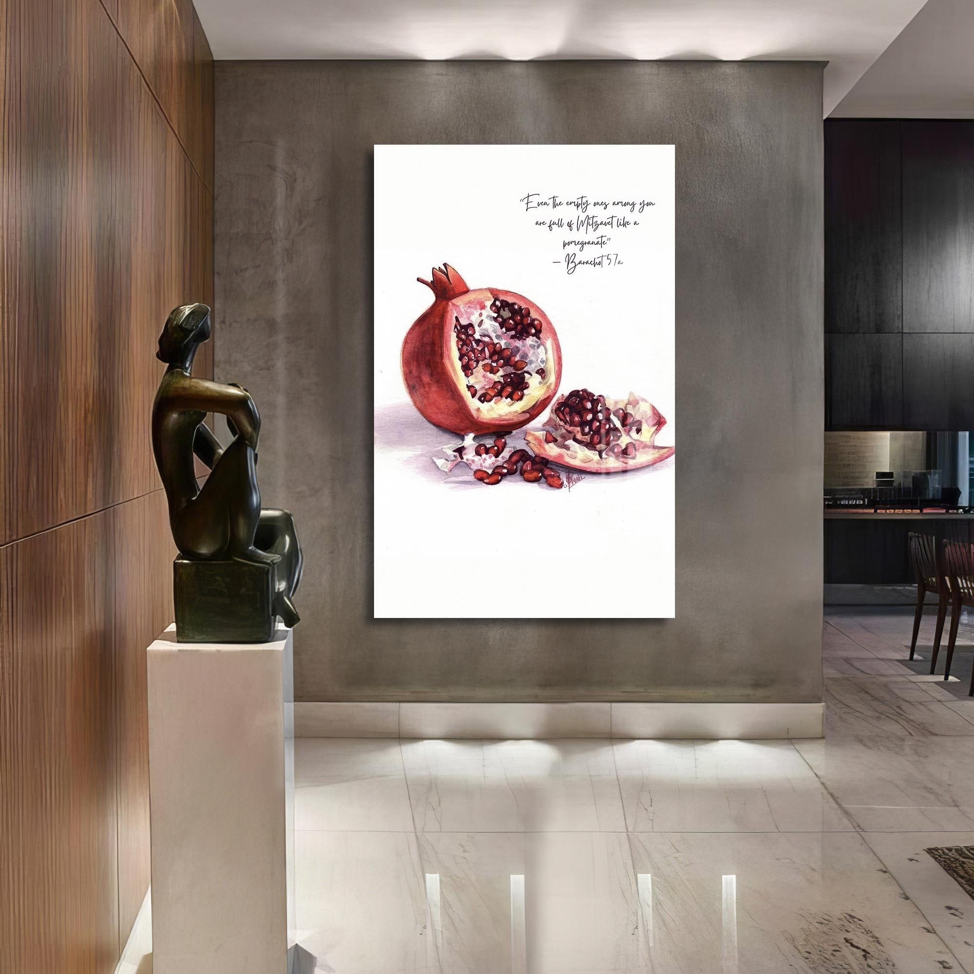 Artronauts Glass Print Pomegranate Faith- Judaism Tempered Glass Wall Art