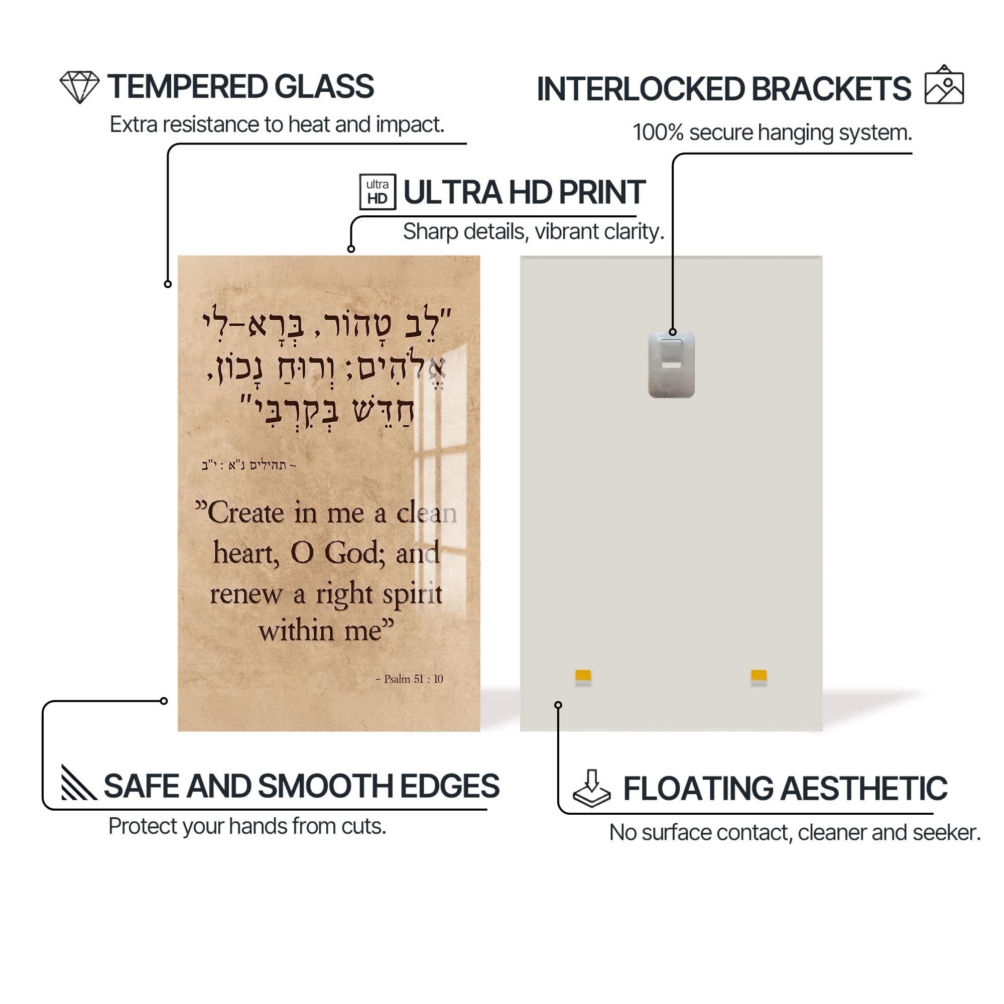 Artronauts Glass Print Clean Heart- Judaism Tempered Glass Wall Art