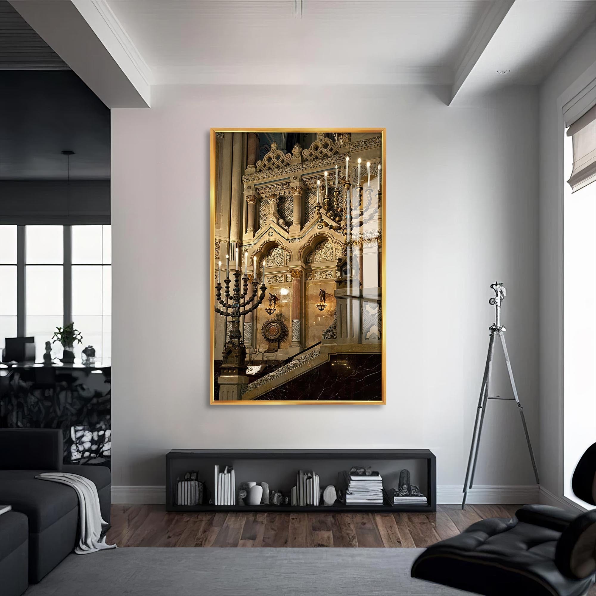 Artronauts Glass Print S | 72x46 cm | 28.3"x18.1" / Gold Sanctuary Light- Judaism Tempered Glass Wall Art
