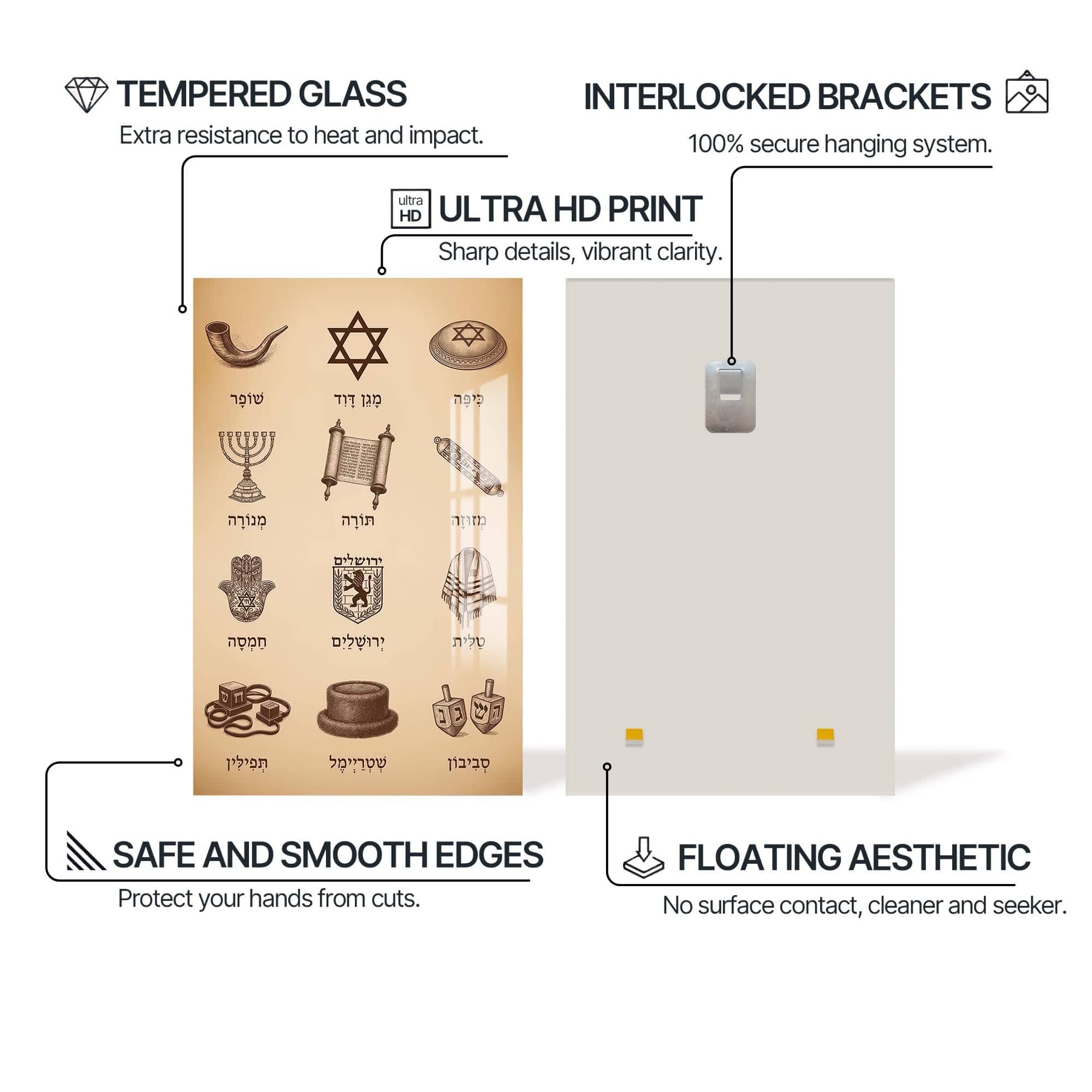 Artronauts Glass Print Symbols Heritage- Judaism Tempered Glass Wall Art