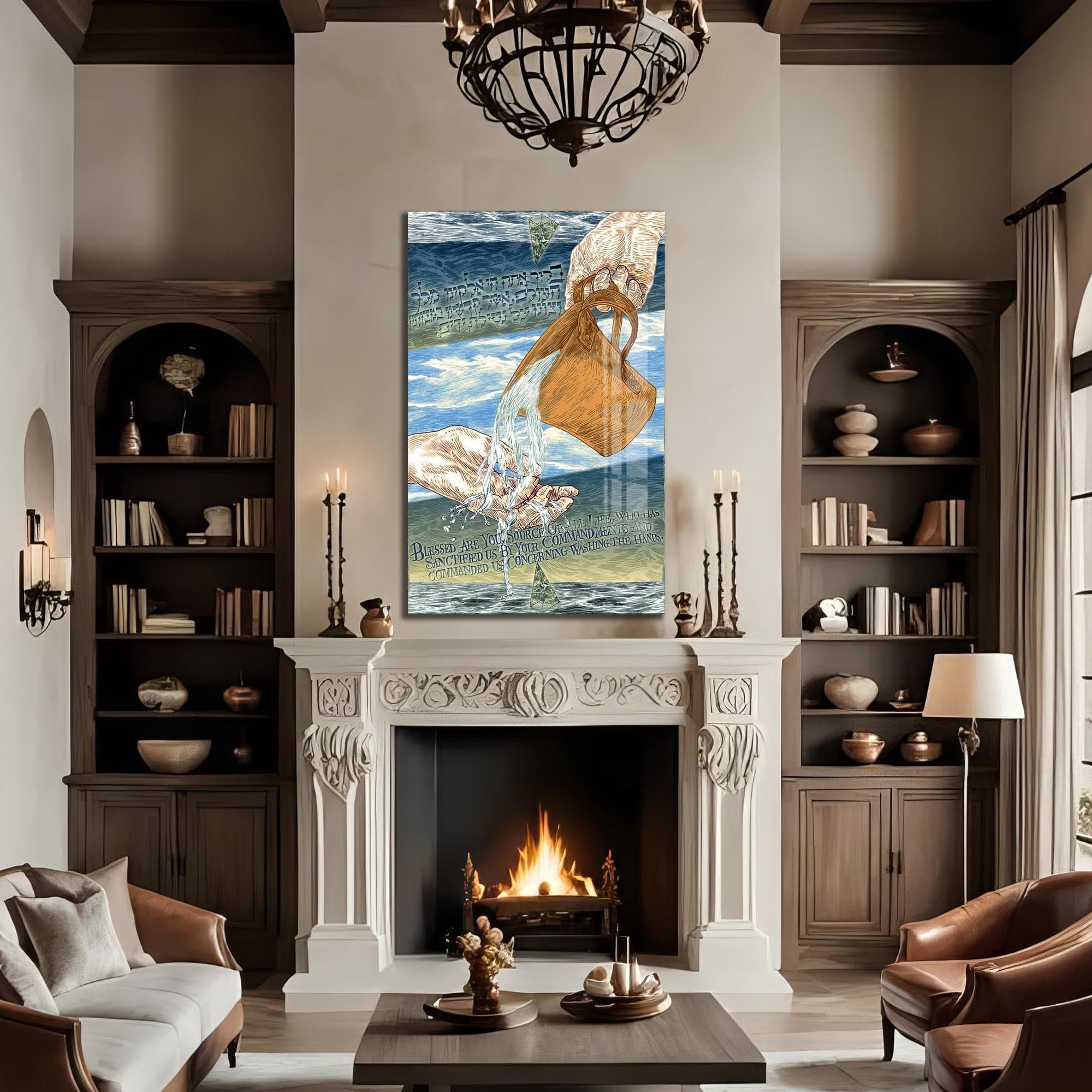 Artronauts Glass Print Washing of Hands- Judaism Tempered Glass Wall Art