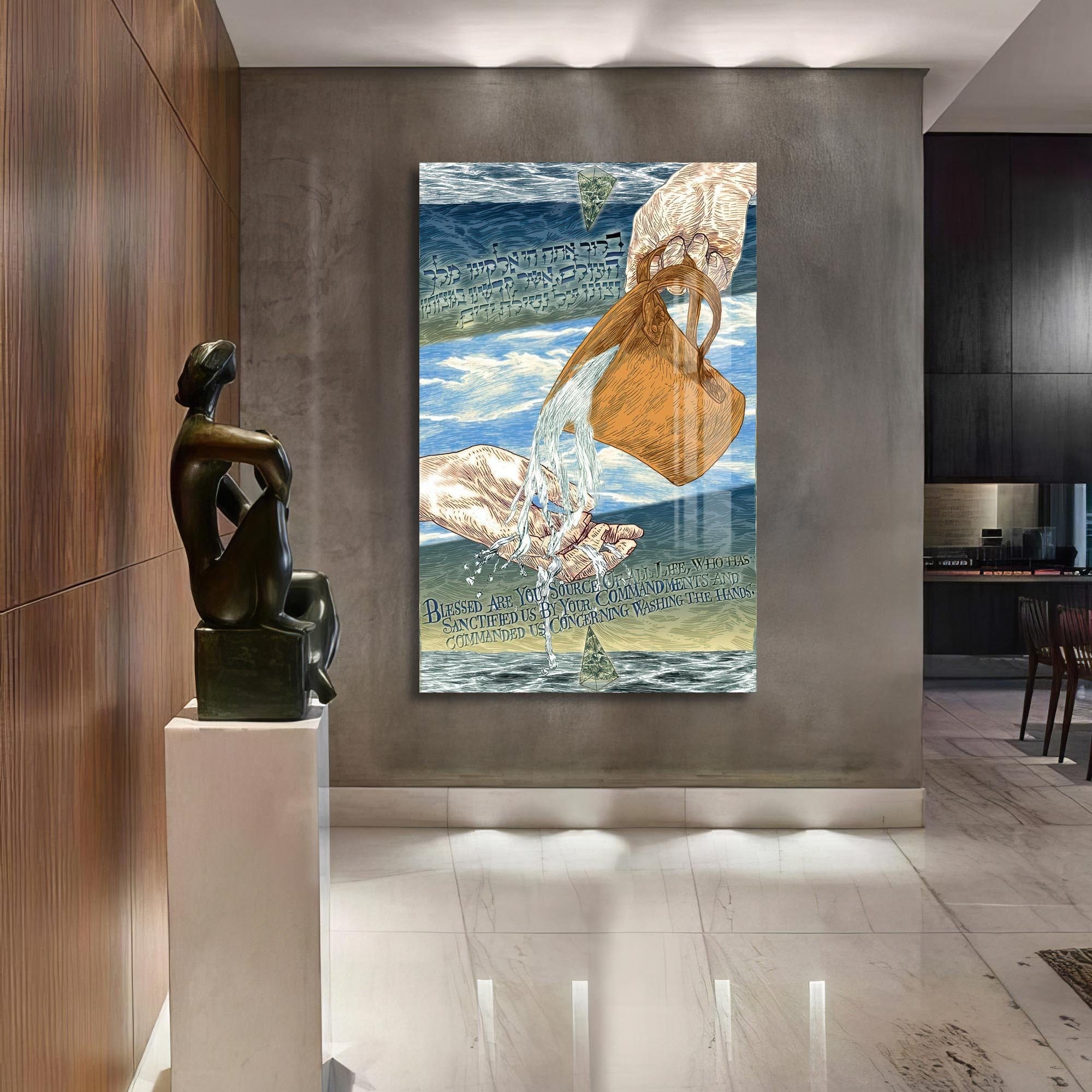 Artronauts Glass Print Washing of Hands- Judaism Tempered Glass Wall Art