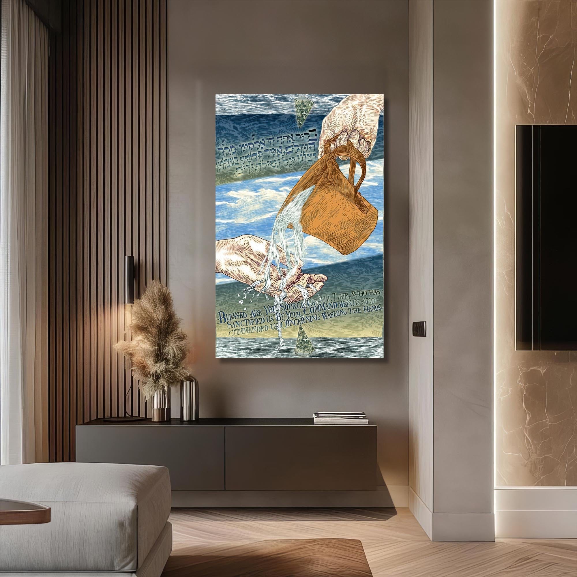 Artronauts Glass Print Washing of Hands- Judaism Tempered Glass Wall Art