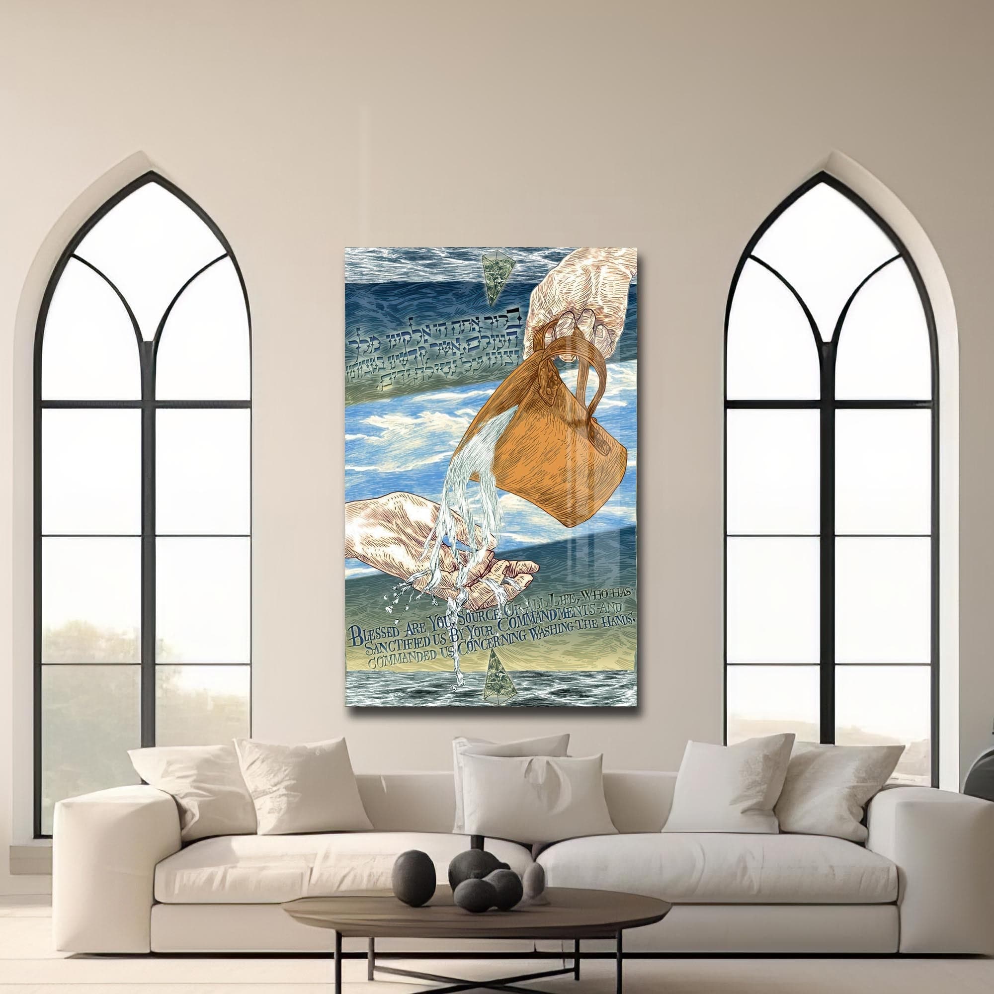 Artronauts Glass Print Washing of Hands- Judaism Tempered Glass Wall Art