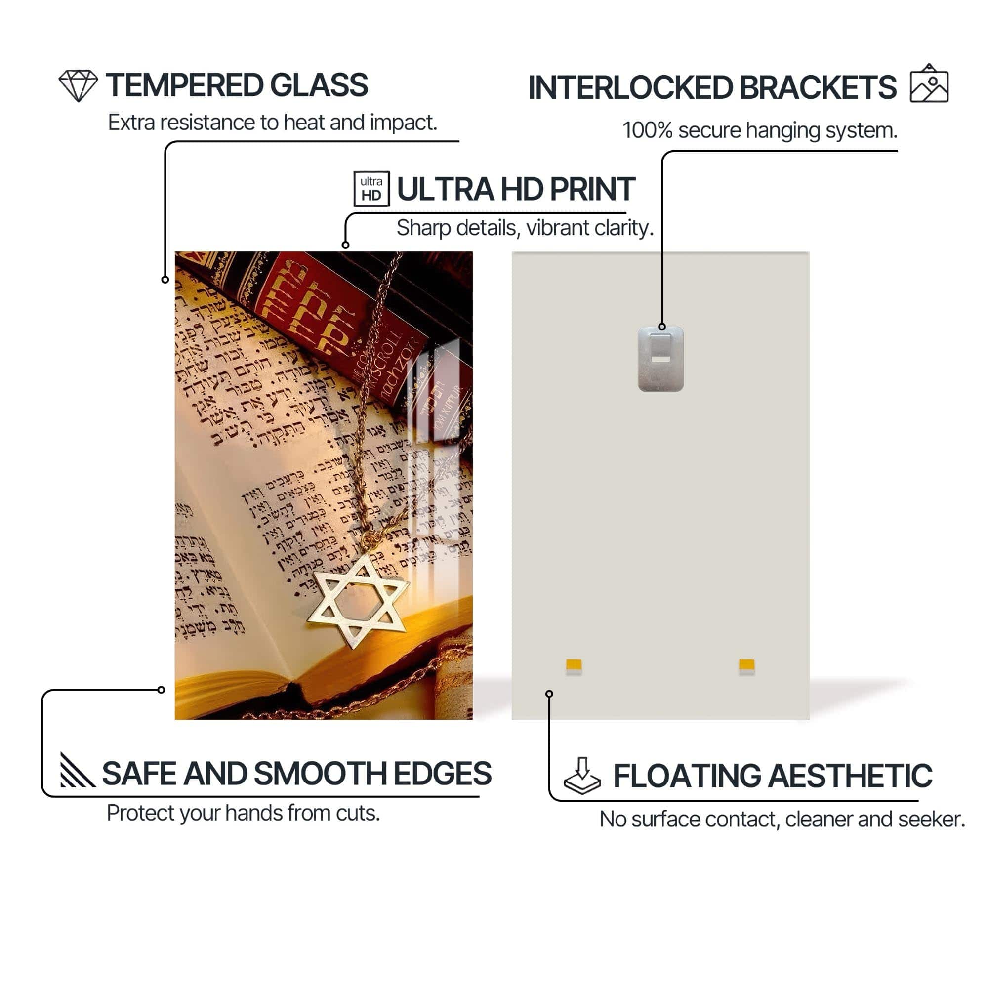 Artronauts Glass Print Star of Covenant- Judaism Tempered Glass Wall Art