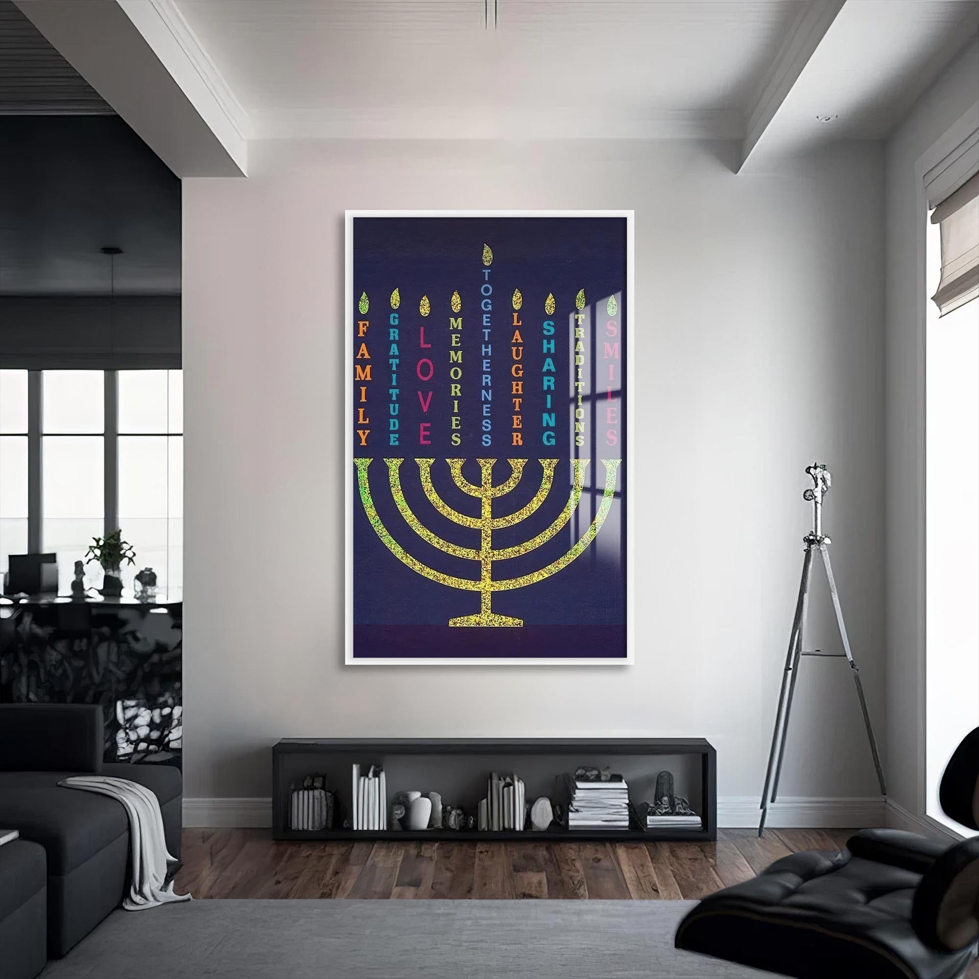 Artronauts Glass Print S | 72x46 cm | 28.3"x18.1" / White Names of Love- Judaism Tempered Glass Wall Art