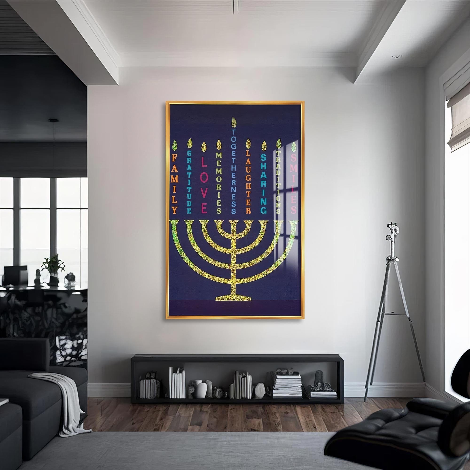 Artronauts Glass Print S | 72x46 cm | 28.3"x18.1" / Gold Names of Love- Judaism Tempered Glass Wall Art