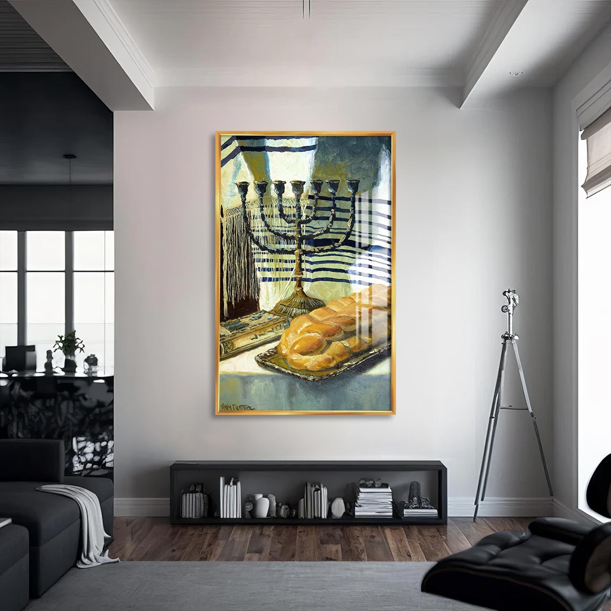 Artronauts Glass Print S | 72x46 cm | 28.3"x18.1" / Gold Shabbat Stillness- Judaism Tempered Glass Wall Art