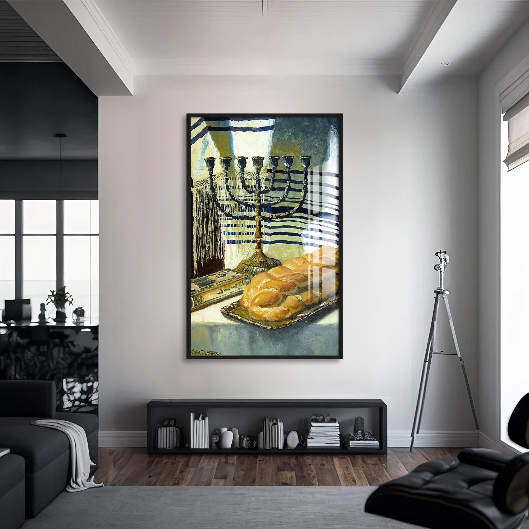 Artronauts Glass Print S | 72x46 cm | 28.3"x18.1" / Black Shabbat Stillness- Judaism Tempered Glass Wall Art