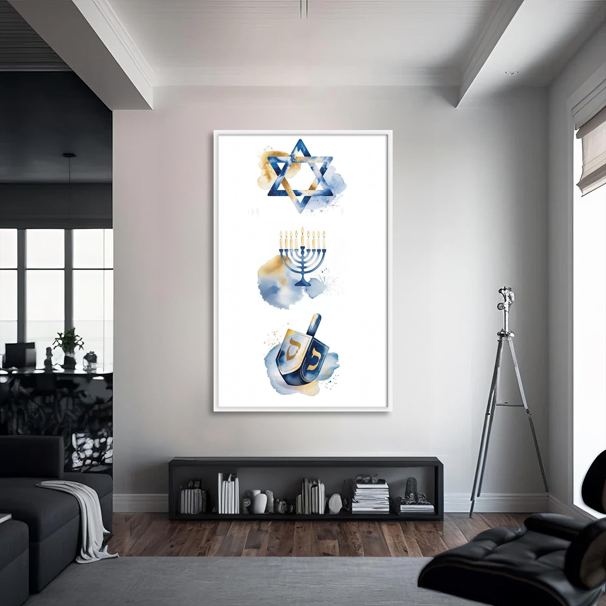 Artronauts Glass Print S | 72x46 cm | 28.3"x18.1" / White Sacred Symbols- Judaism Tempered Glass Wall Art