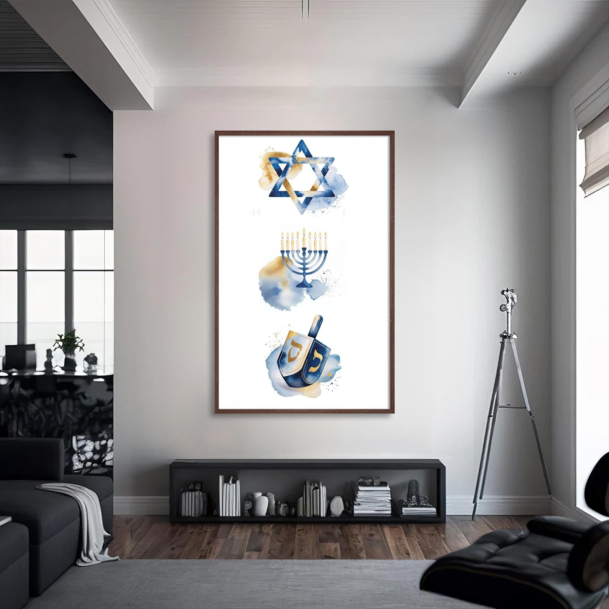 Artronauts Glass Print S | 72x46 cm | 28.3"x18.1" / Walnut Sacred Symbols- Judaism Tempered Glass Wall Art