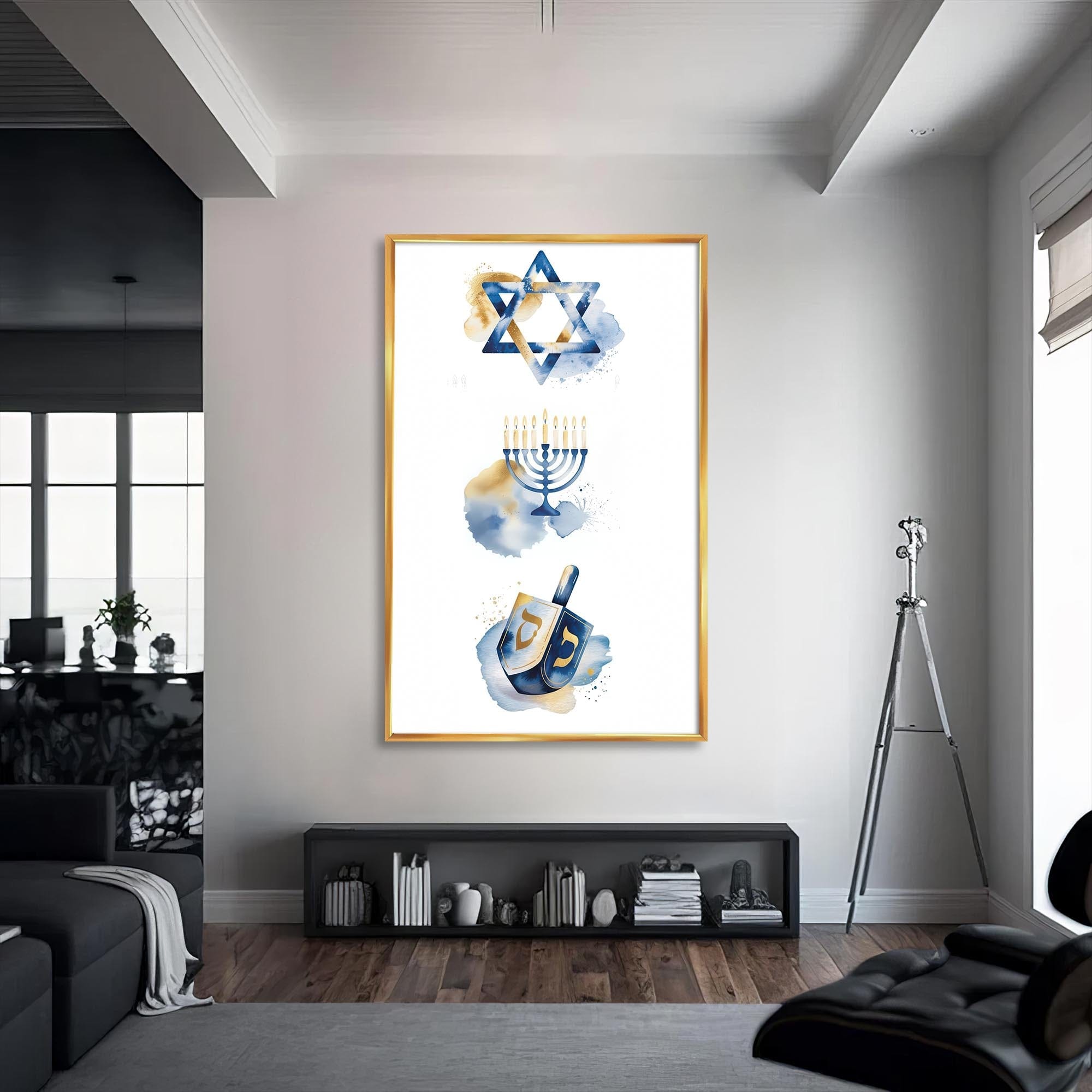 Artronauts Glass Print S | 72x46 cm | 28.3"x18.1" / Gold Sacred Symbols- Judaism Tempered Glass Wall Art