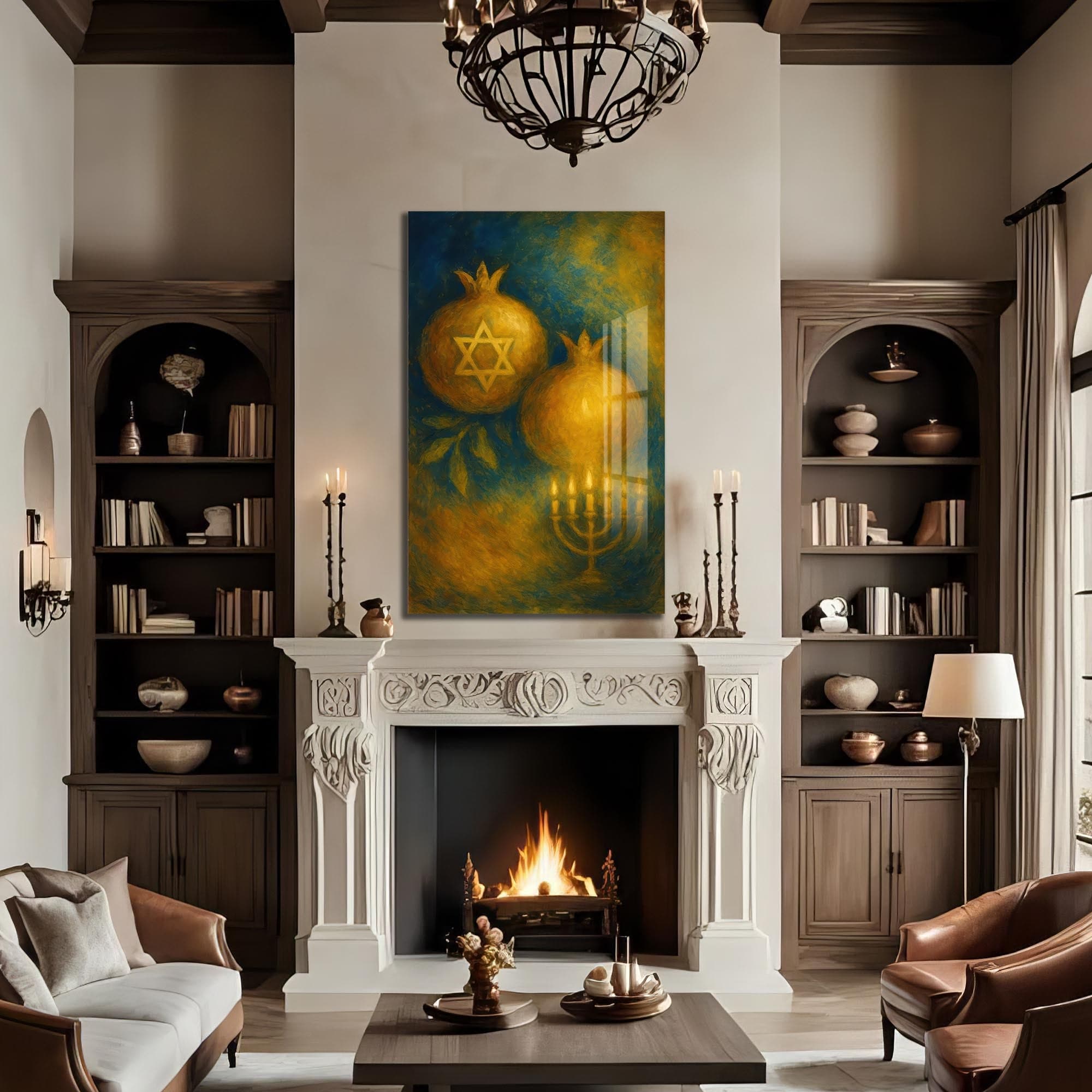 Artronauts Glass Print Hanukkah Blessing- Judaism Tempered Glass Wall Art