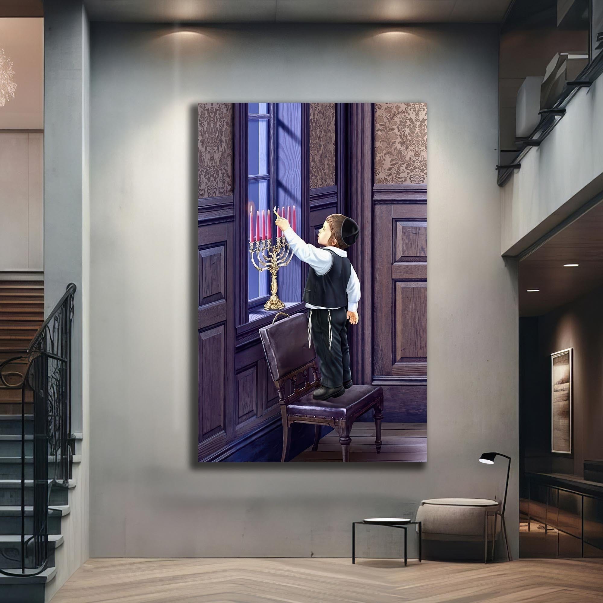 Artronauts Glass Print First Candle- Judaism Tempered Glass Wall Art