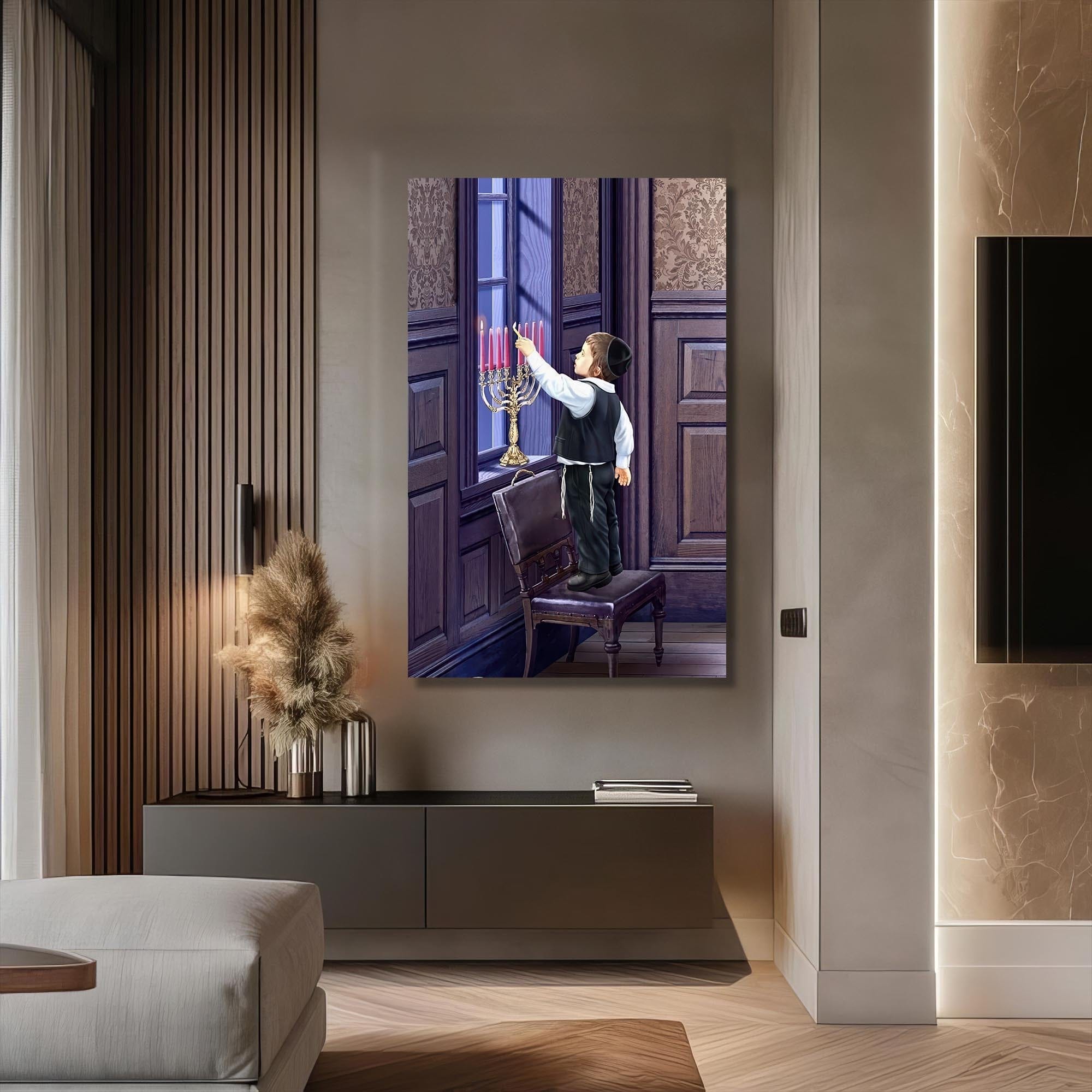 Artronauts Glass Print First Candle- Judaism Tempered Glass Wall Art