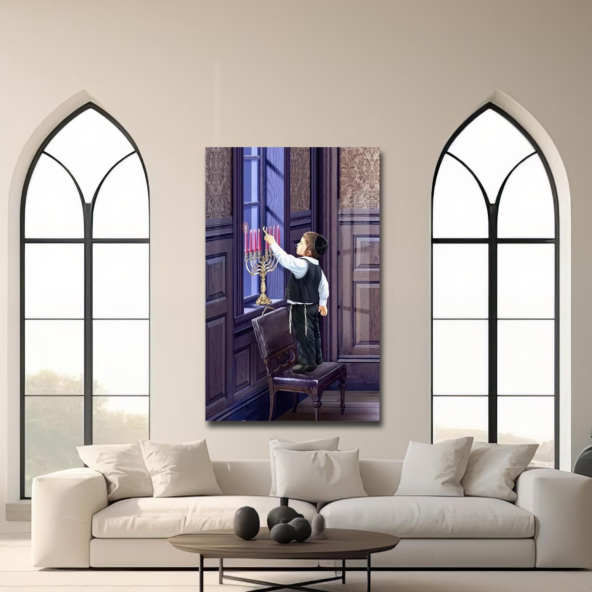 Artronauts Glass Print First Candle- Judaism Tempered Glass Wall Art