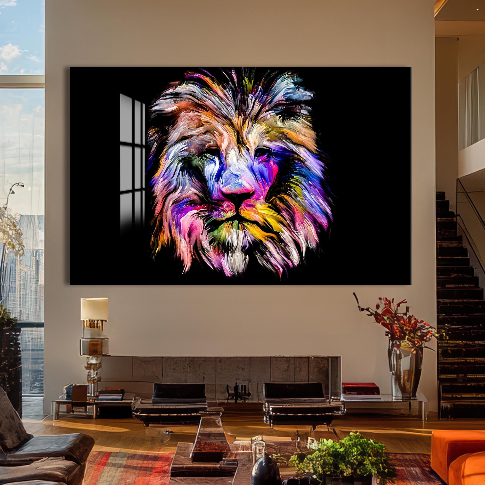 Artronauts Glass Print Chromatic Mane Lion – Animal Tempered Glass Wall Art