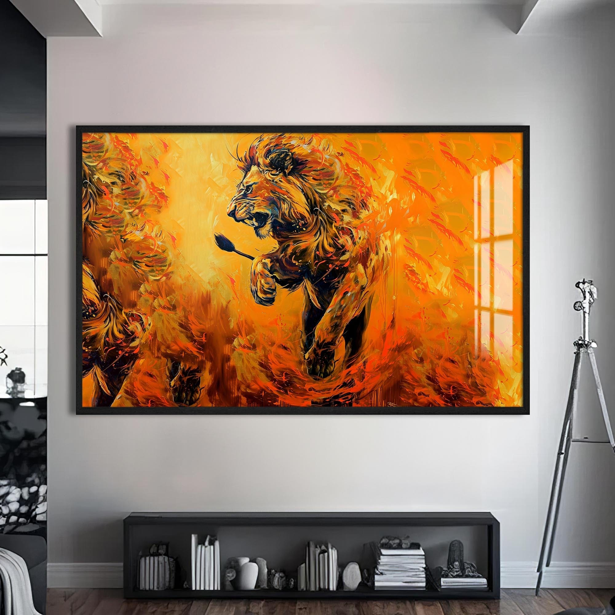 Artronauts Glass Print S | 72x46 cm | 28.3"x18.1" / Black Blaze Runner – Animal Tempered Glass Wall Art