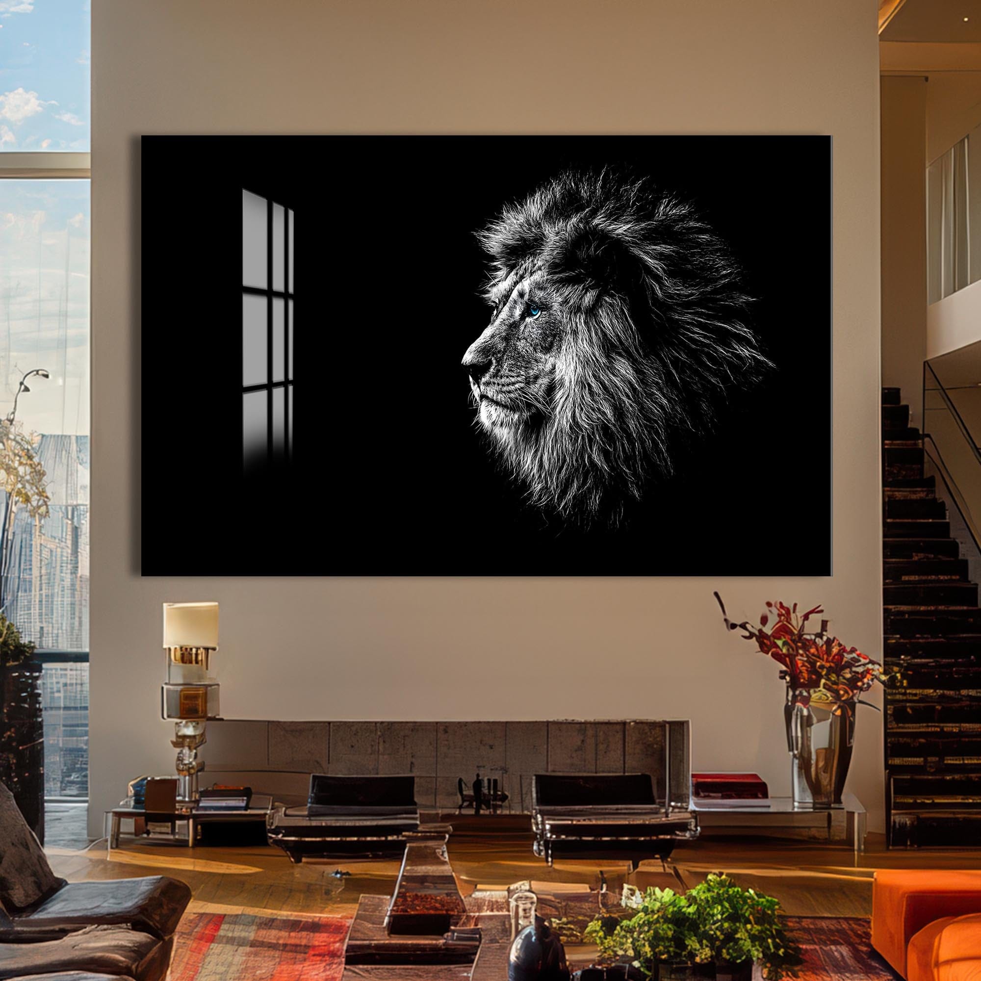 Artronauts Glass Print Shadow Profile Lion – Animal Tempered Glass Wall Art