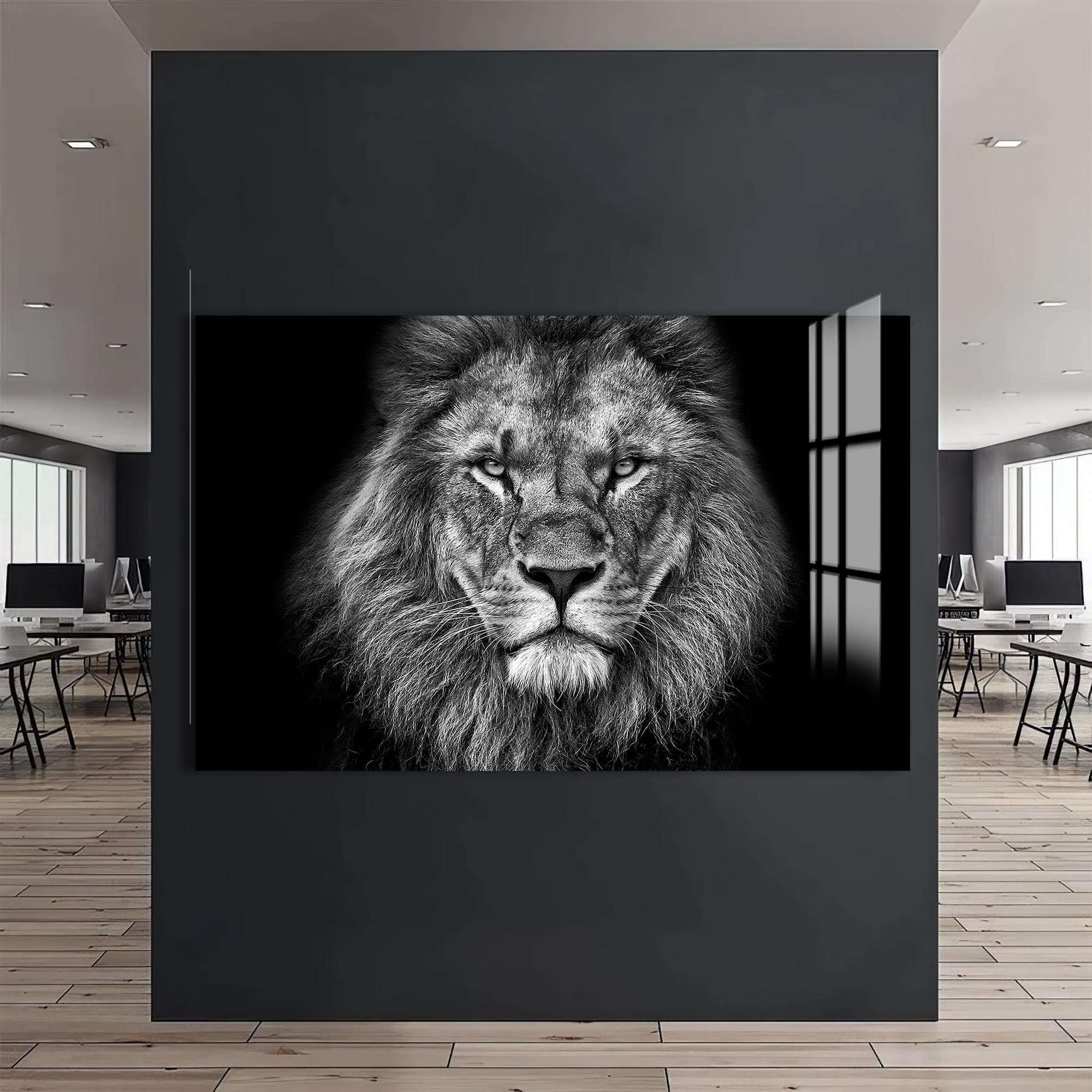 Artronauts Glass Print Monochrome Power Lion – Animal Tempered Glass Wall Art