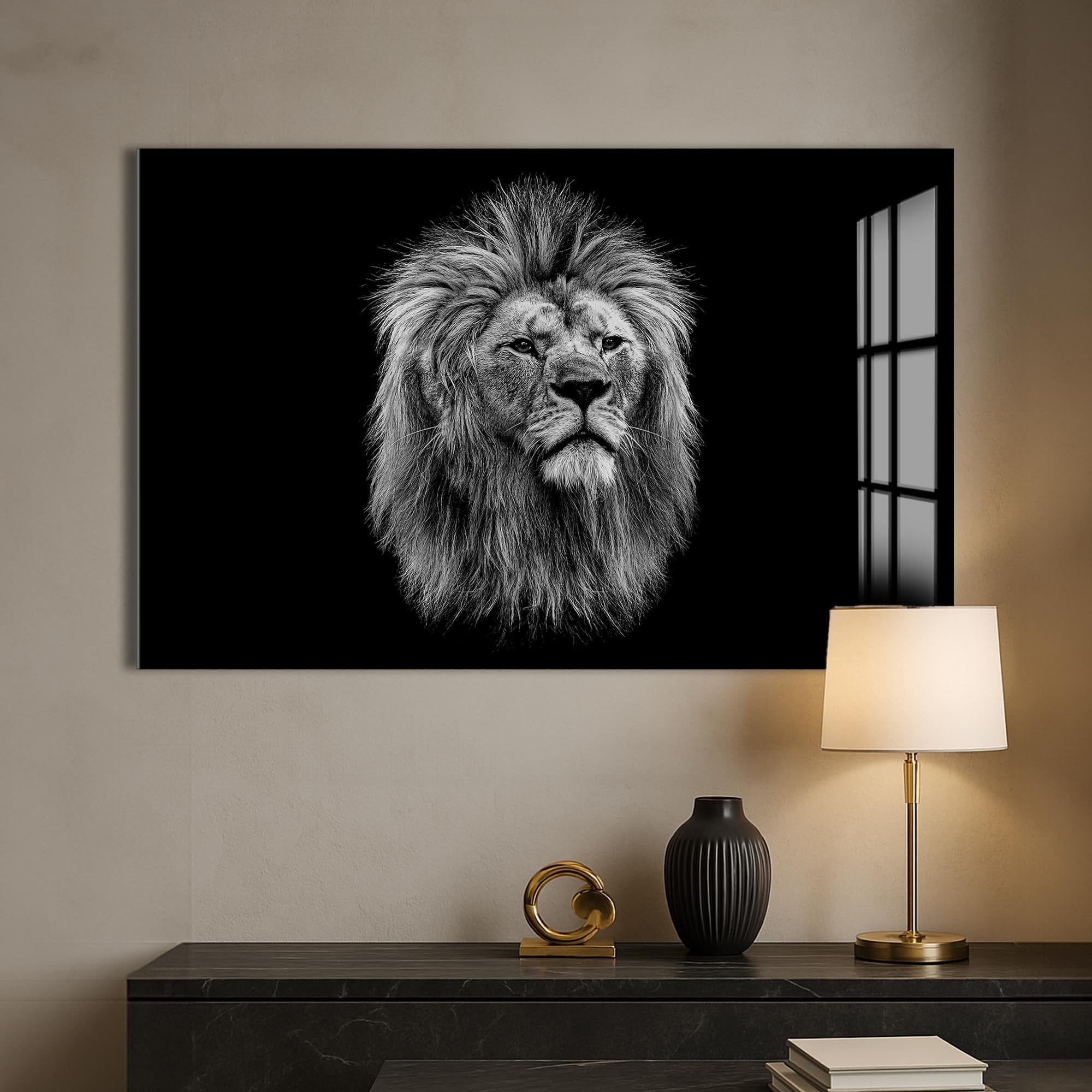 Artronauts Glass Print Noble Gaze Lion – Animal Tempered Glass Wall Art